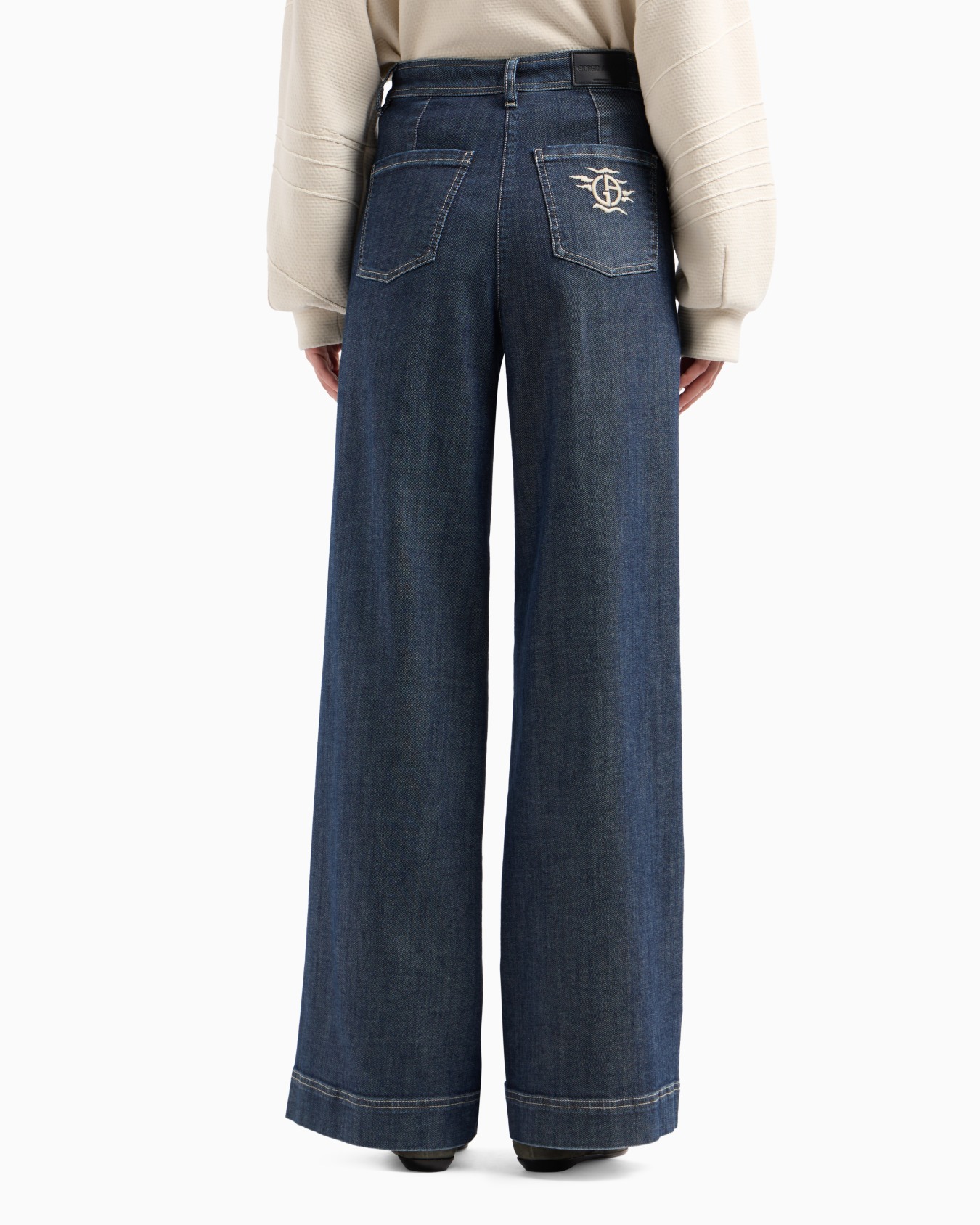 Denim Collection wide-leg trousers in stretch cotton denim Slide 3
