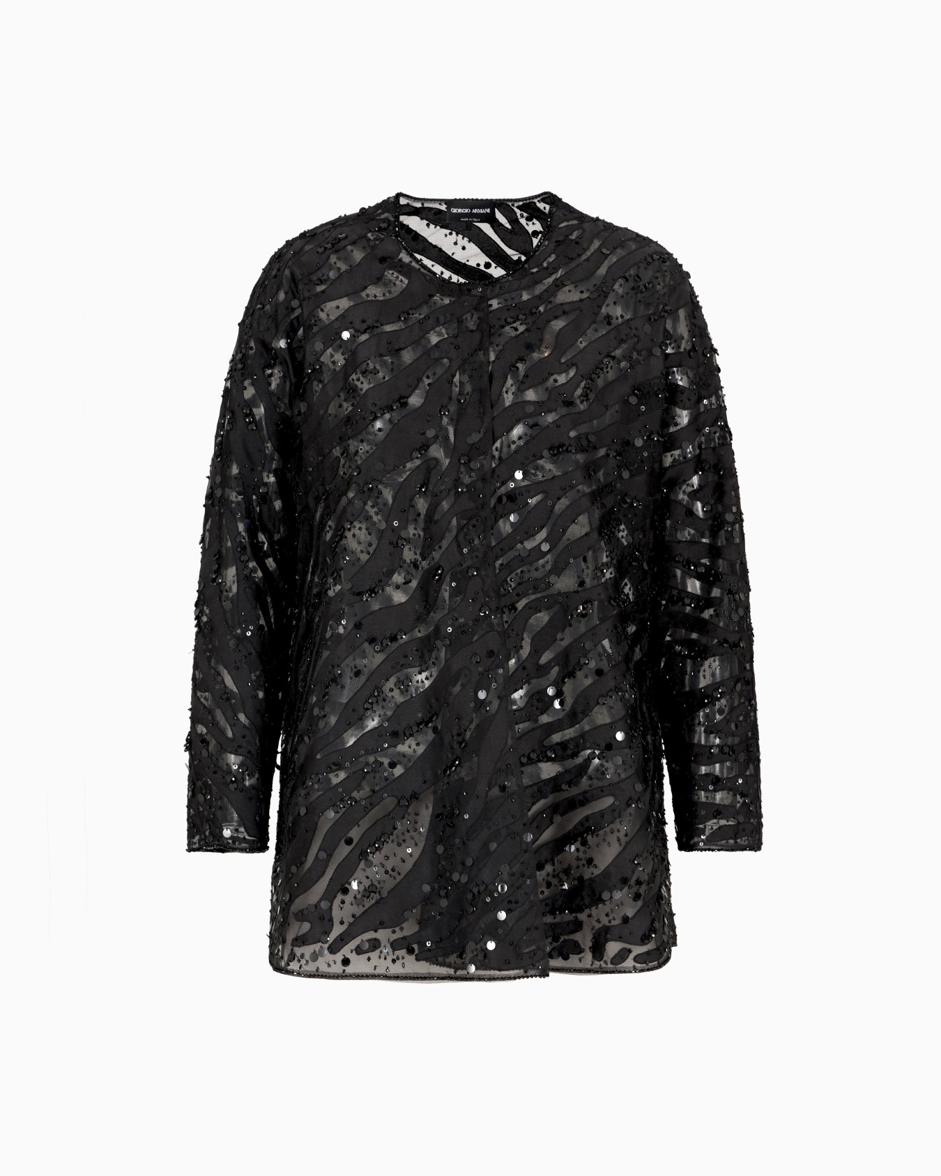 Organza shirt with animal skin motif embroidery Slide 0