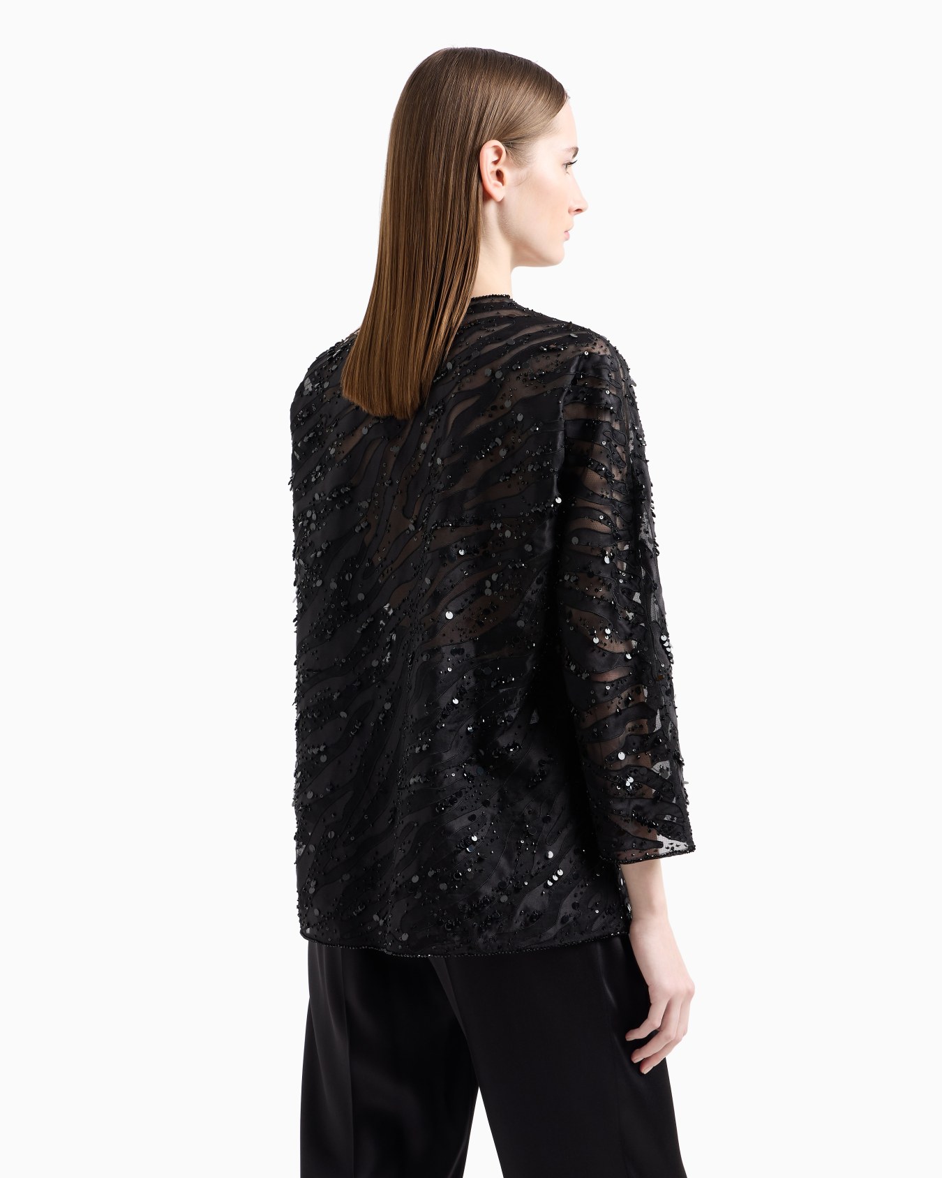 Organza shirt with animal skin motif embroidery Slide 2