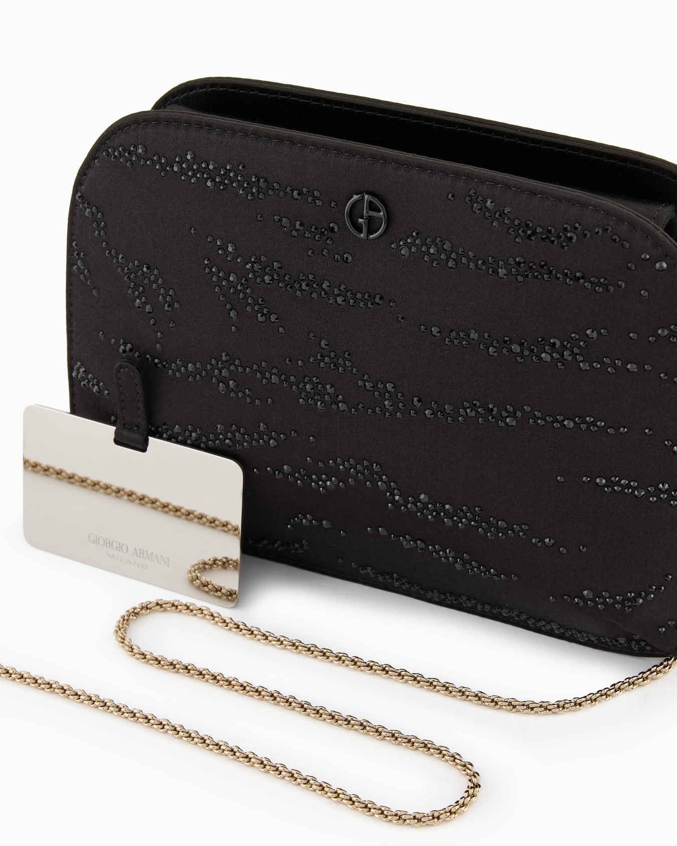 La Prima satin clutch bag with rhinestone animal print Slide 4