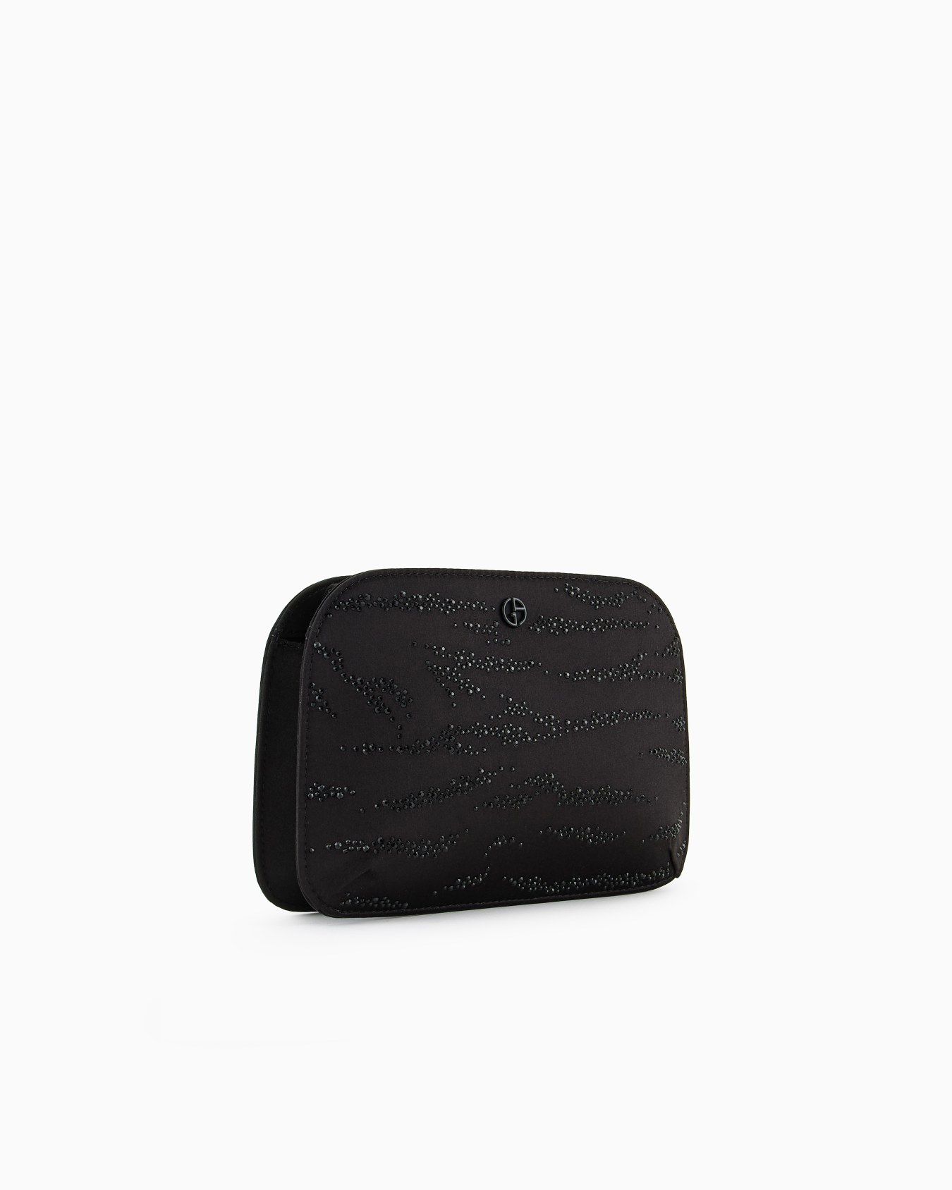 La Prima satin clutch bag with rhinestone animal print Slide 1