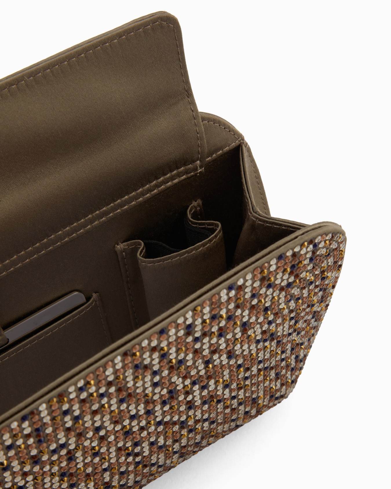 Pochette la Prima en satin et strass multicolores Diapositive 3