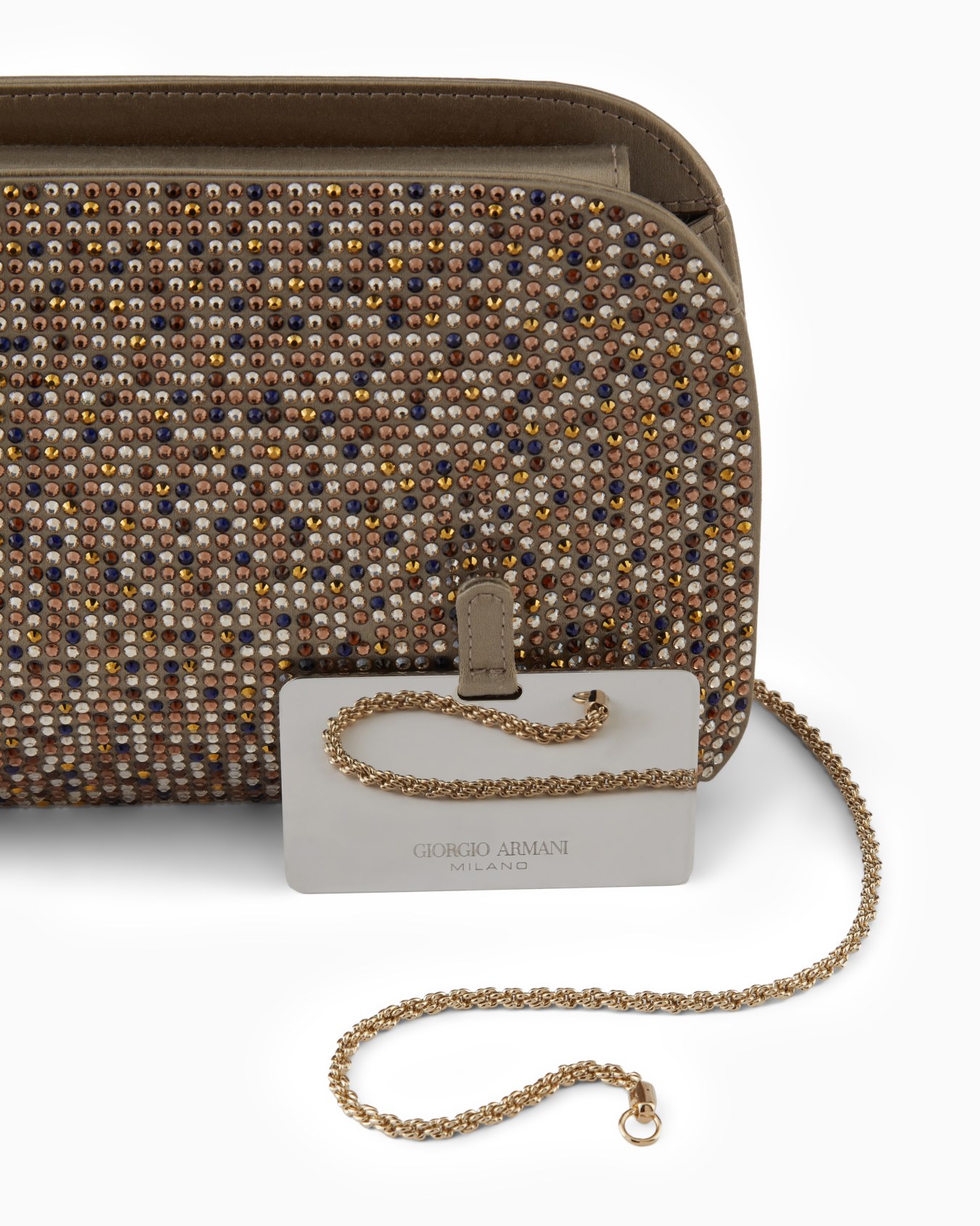 Pochette la Prima en satin et strass multicolores Diapositive 4
