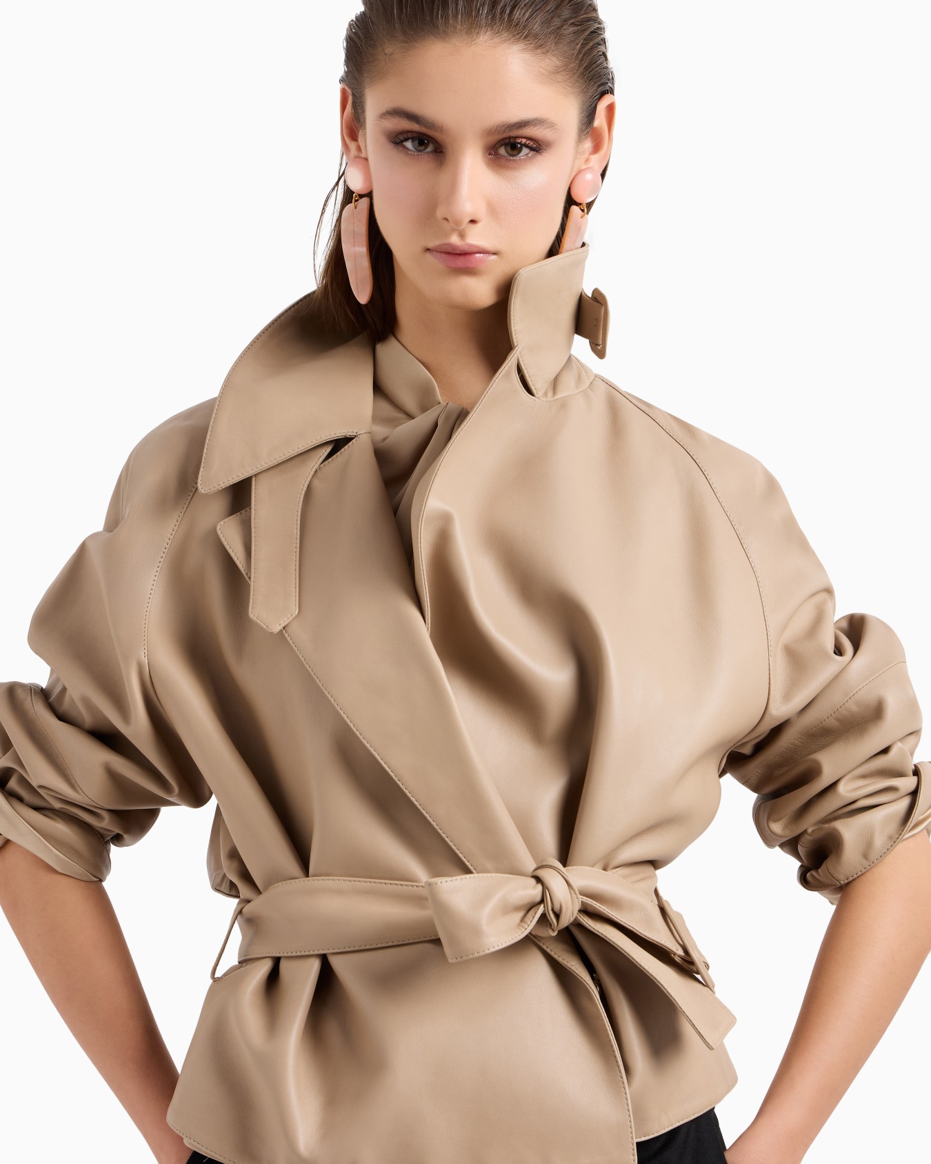 Double-breasted jacket in plonge nappa leather Slide 5