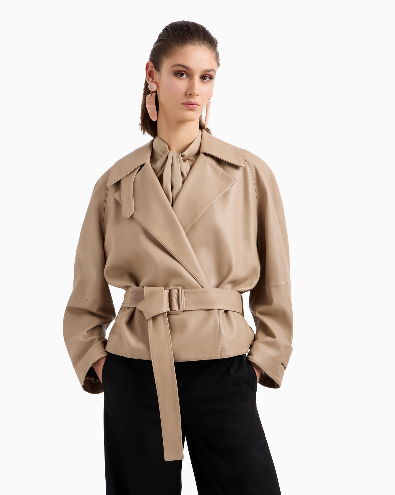 Double-breasted jacket in plonge nappa leather Slide 3