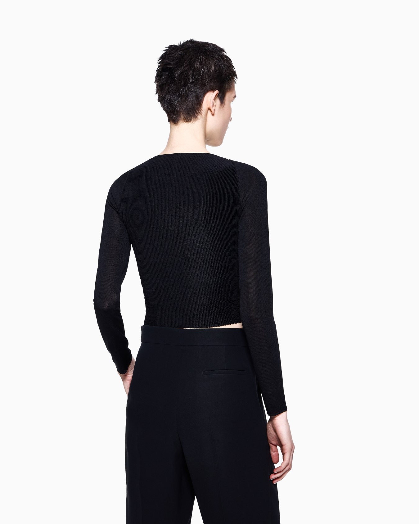 Stretch silk viscose blend crossover jumper Slide 2