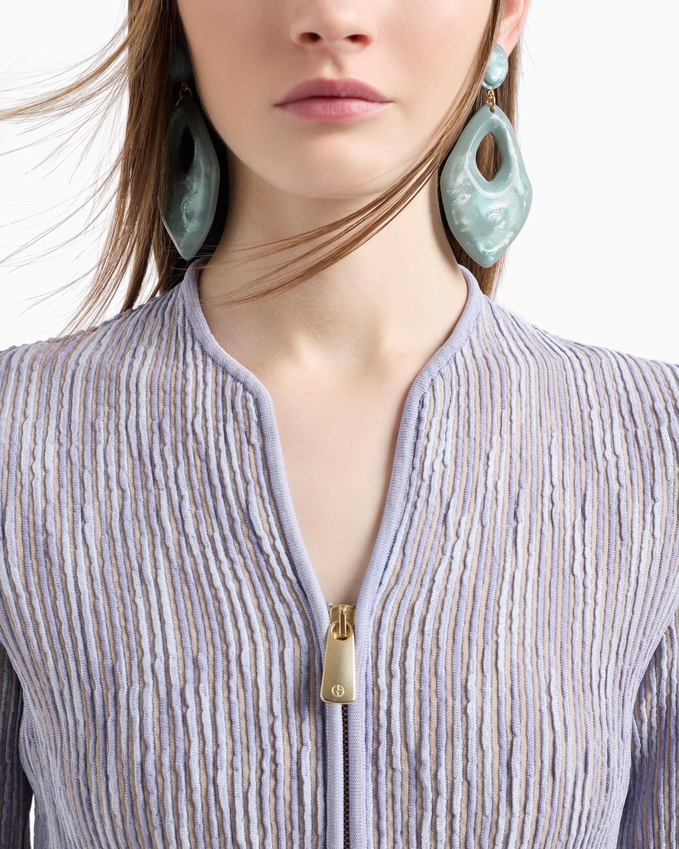 Chaqueta con cremallera en mezcla de cupro y viscosa Diapositiva 4