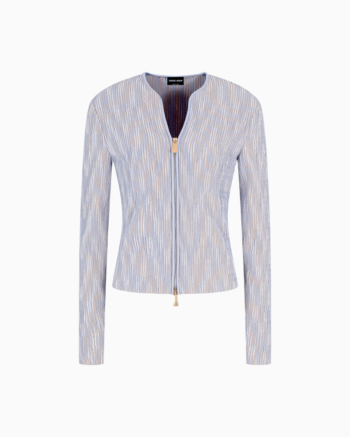 Chaqueta con cremallera en mezcla de cupro y viscosa Diapositiva 0