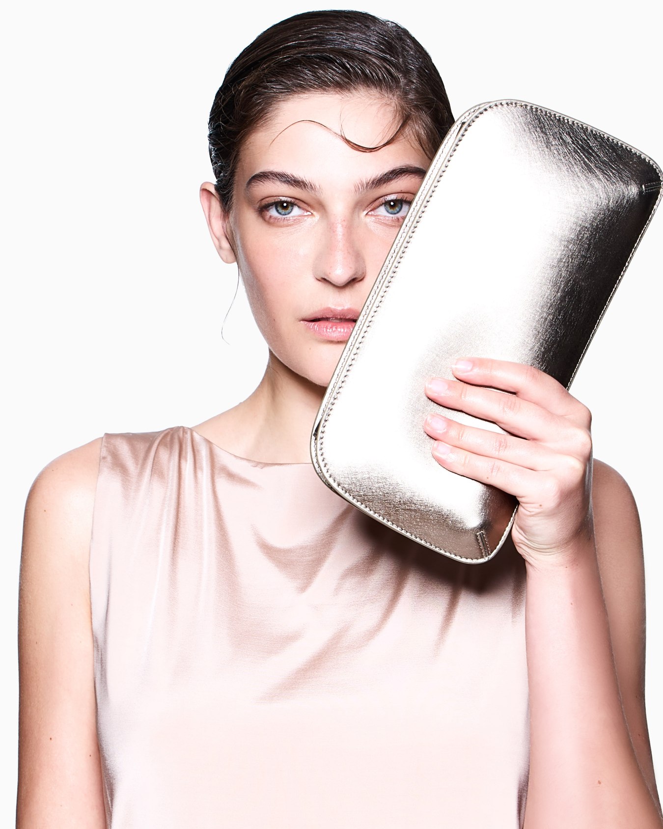 Shiny long viscose jersey long dress Slide 4