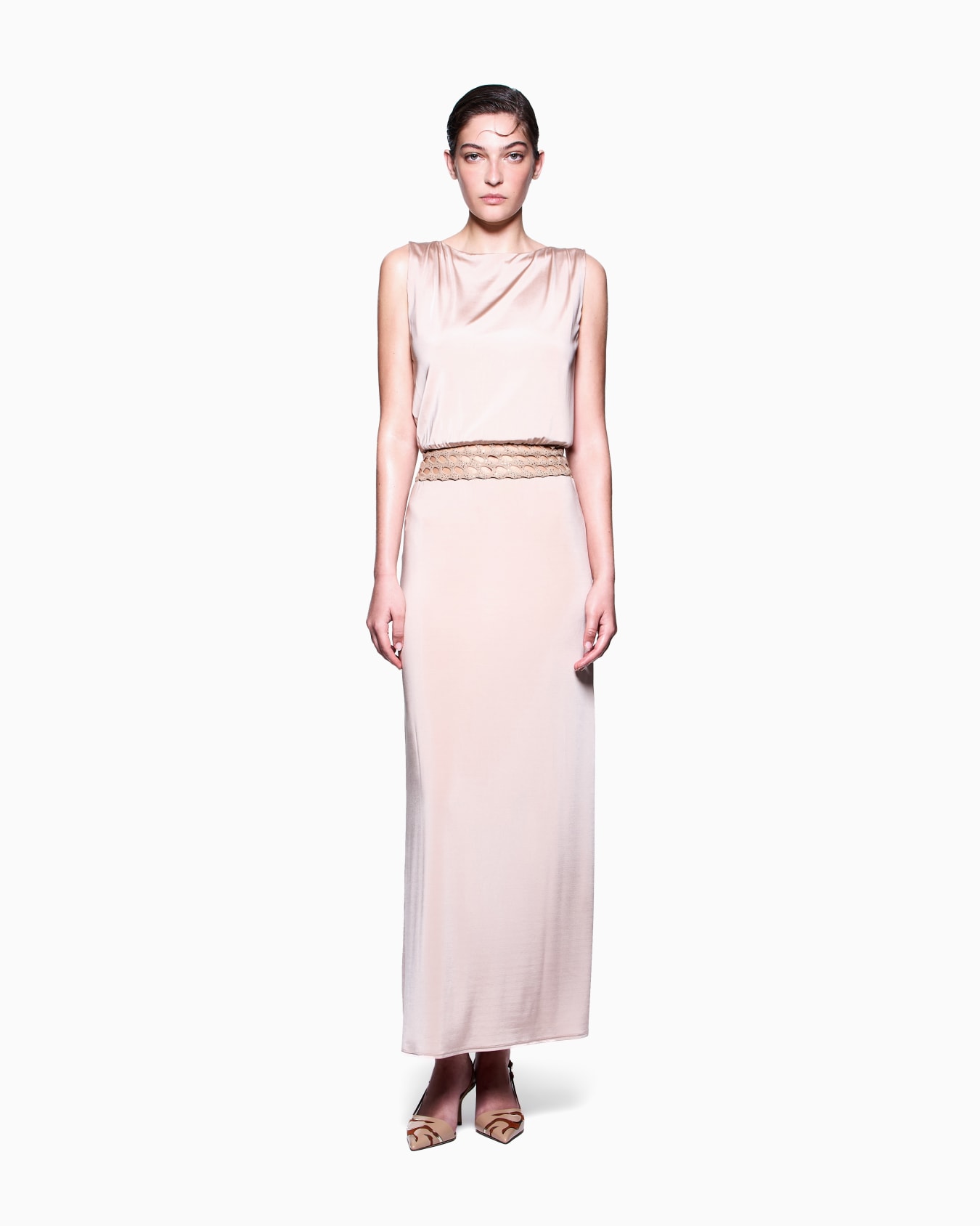 Shiny long viscose jersey long dress Slide 1