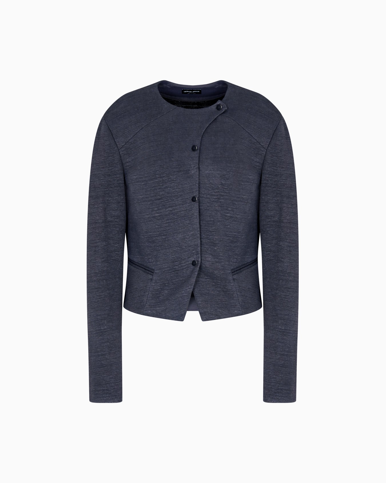 Short jacket in a viscose and linen jersey Slide 0