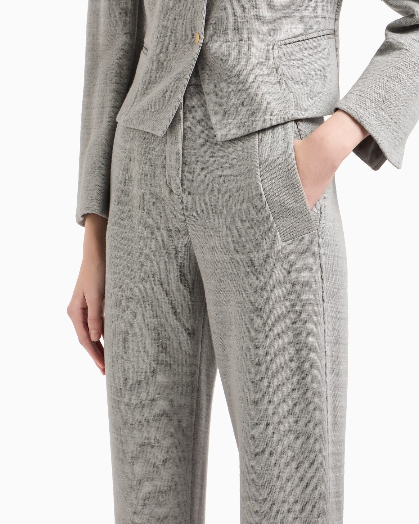 Linen and viscose jersey straight trousers Slide 4