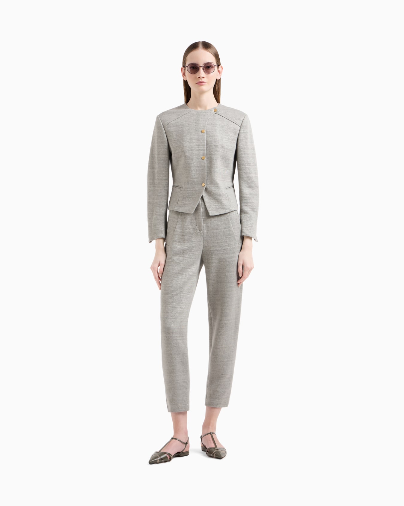 Linen and viscose jersey straight trousers Slide 1