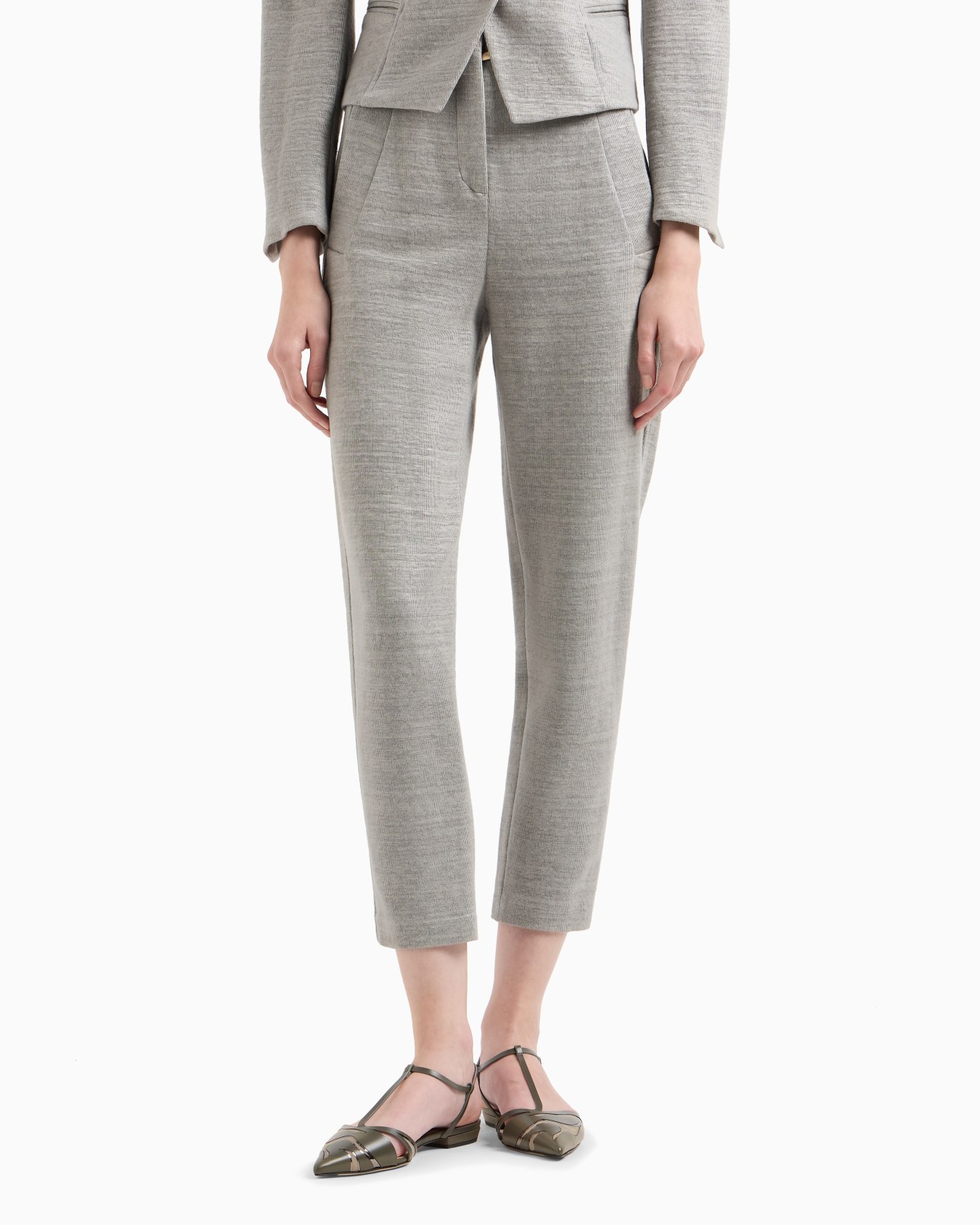 Linen and viscose jersey straight trousers Slide 3