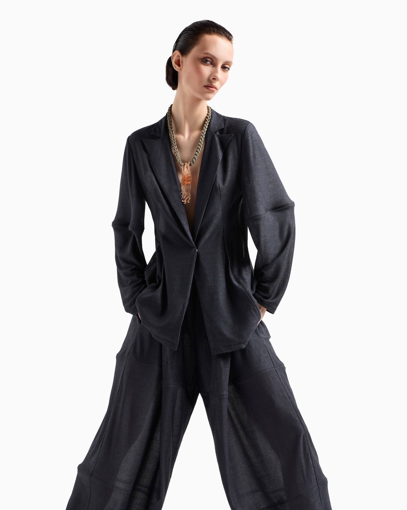 Single-breasted jacket in light viscose jersey Slide 4
