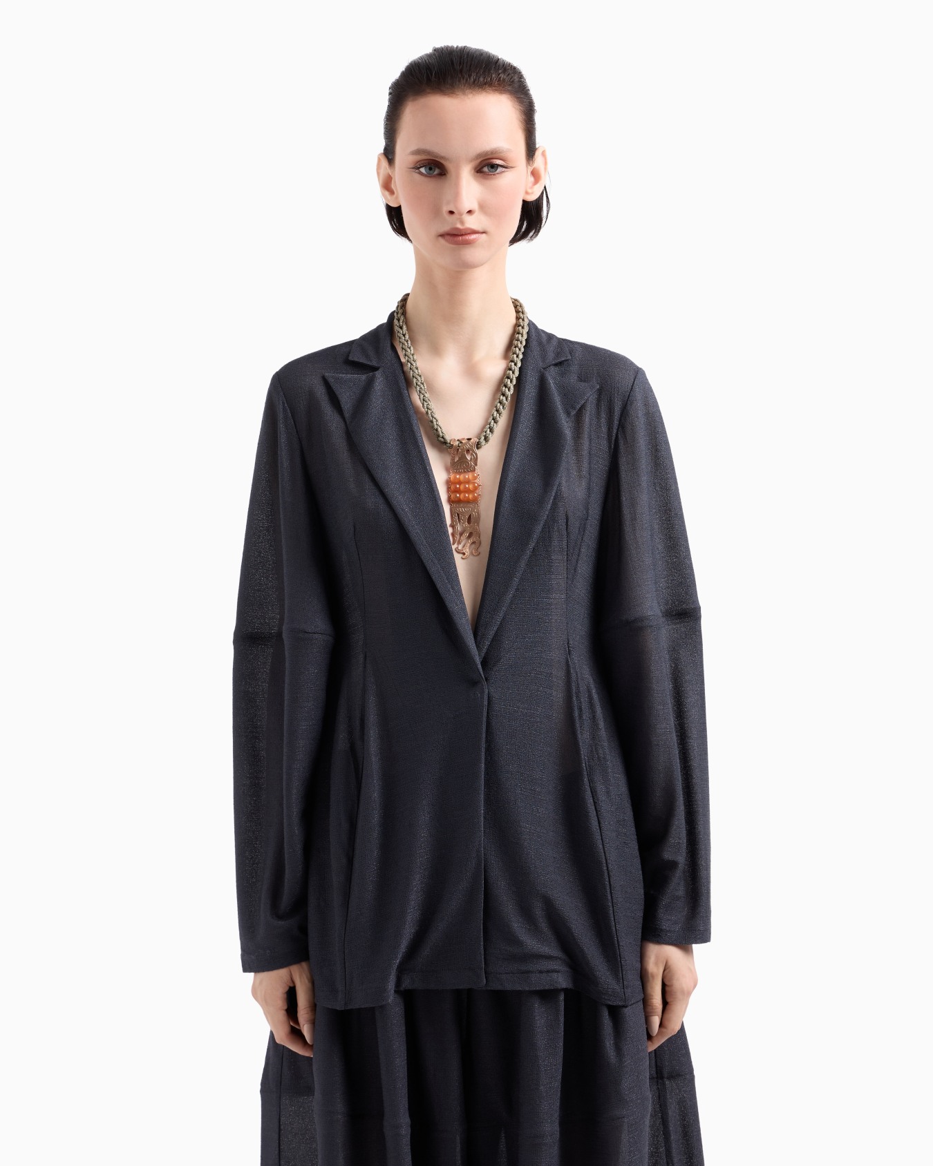 Single-breasted jacket in light viscose jersey Slide 2