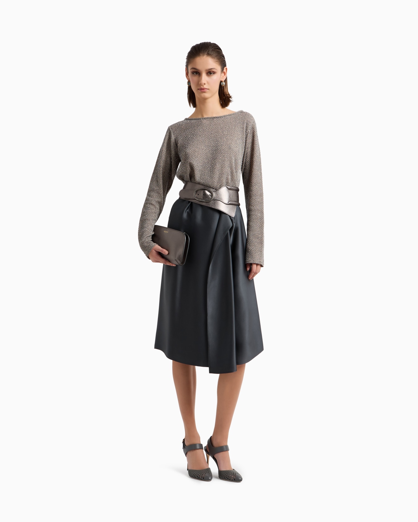 Pull en jersey bicolore de coton stretch Diapositive 1