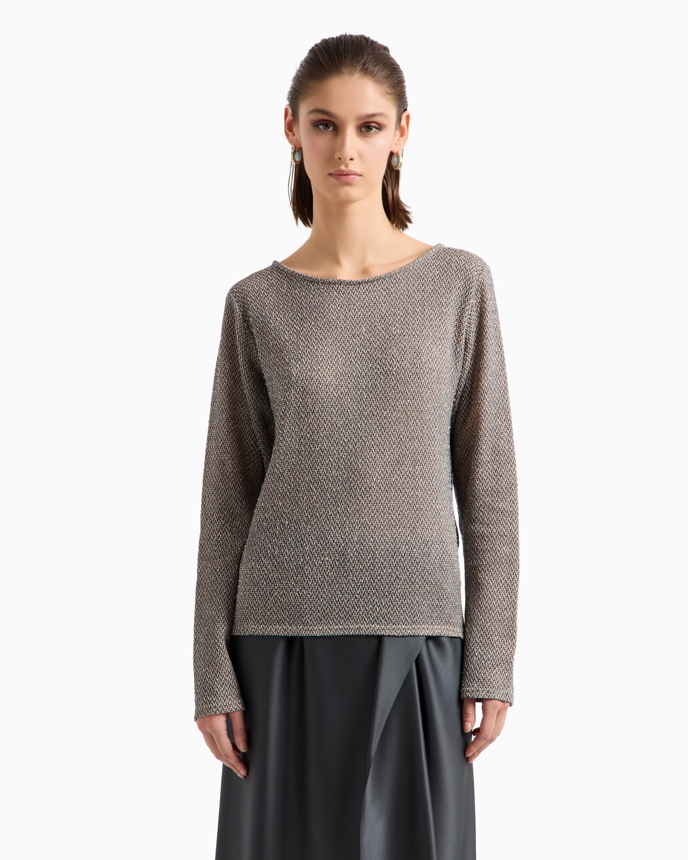 Pull en jersey bicolore de coton stretch Diapositive 3