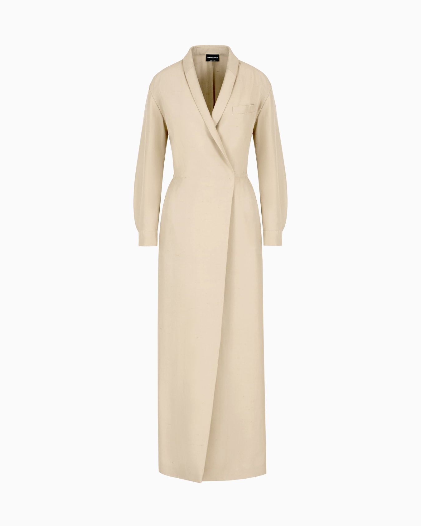 Long dress in washed silk shantung Slide 0