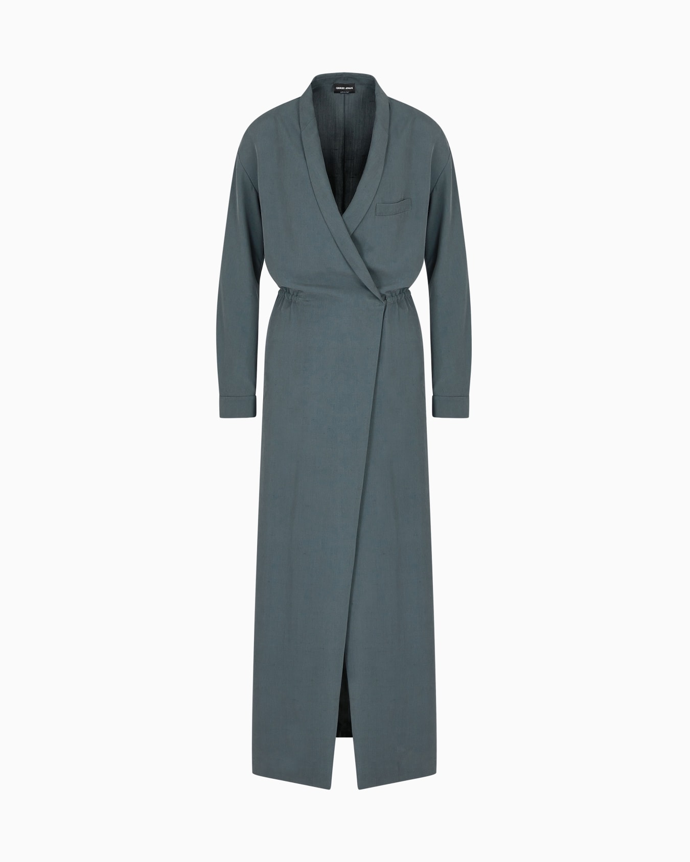 Long dress in washed silk shantung Slide 0