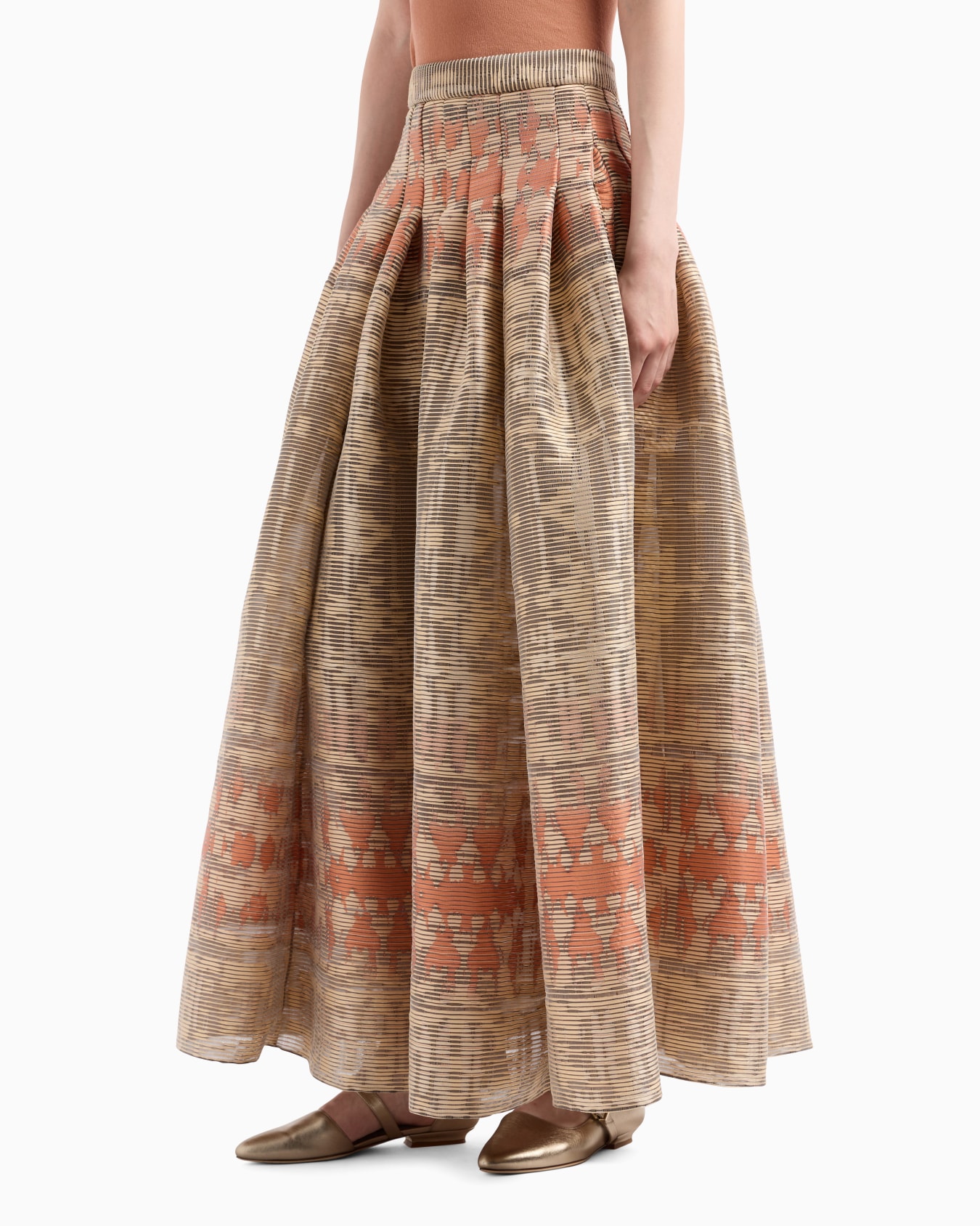 Long skirt in a silk blend jacquard canneté Slide 4