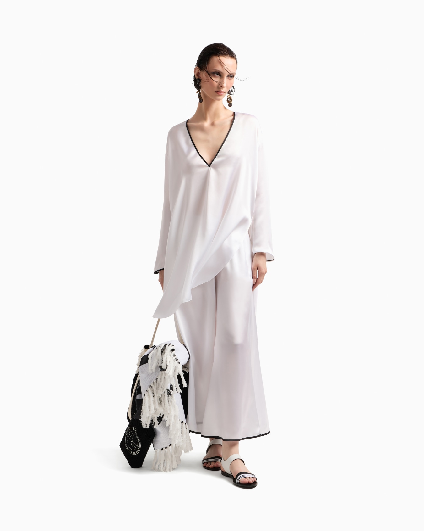 Silk satin long shirt Slide 1