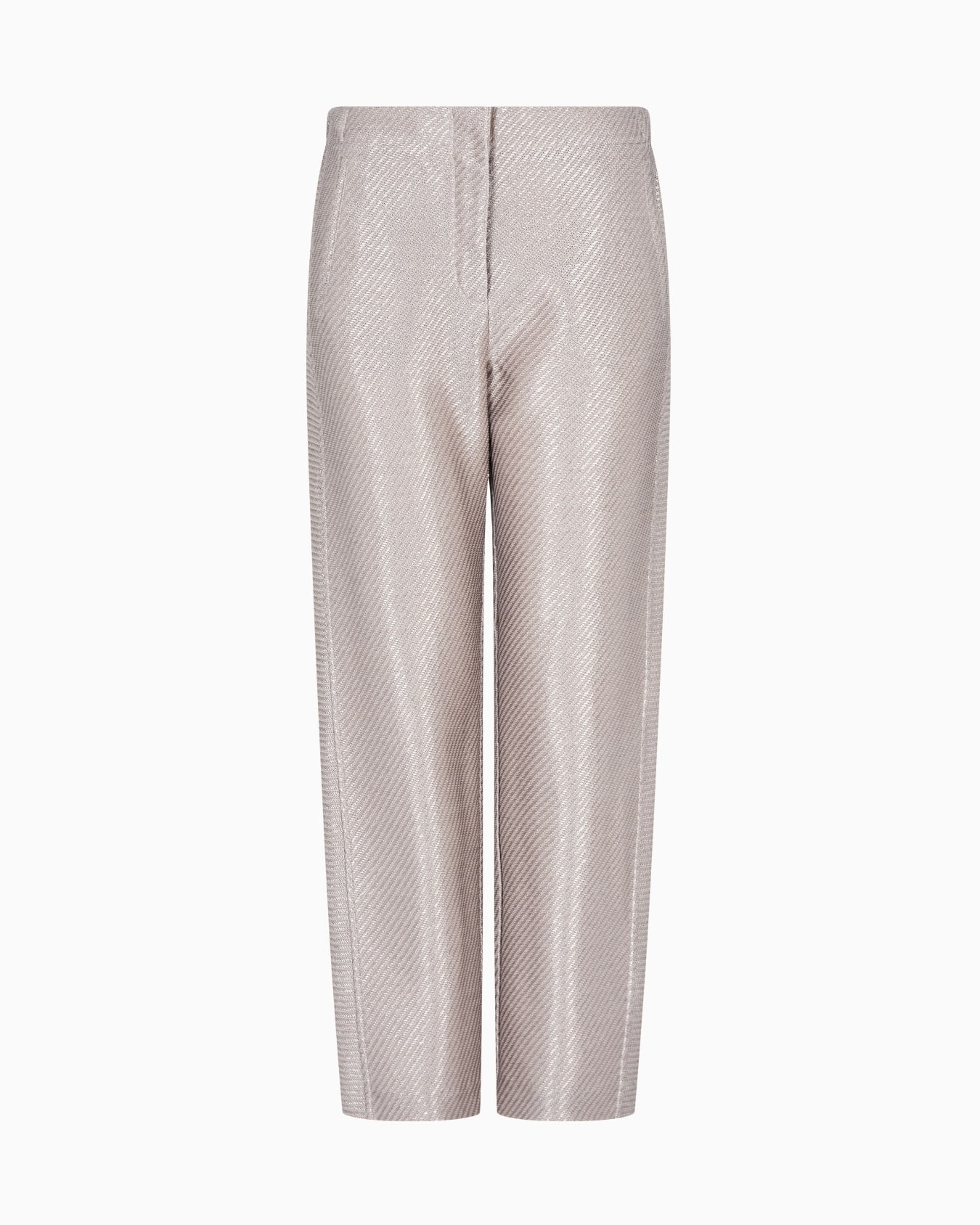 Raffia-effect cotton and viscose trousers Slide 0