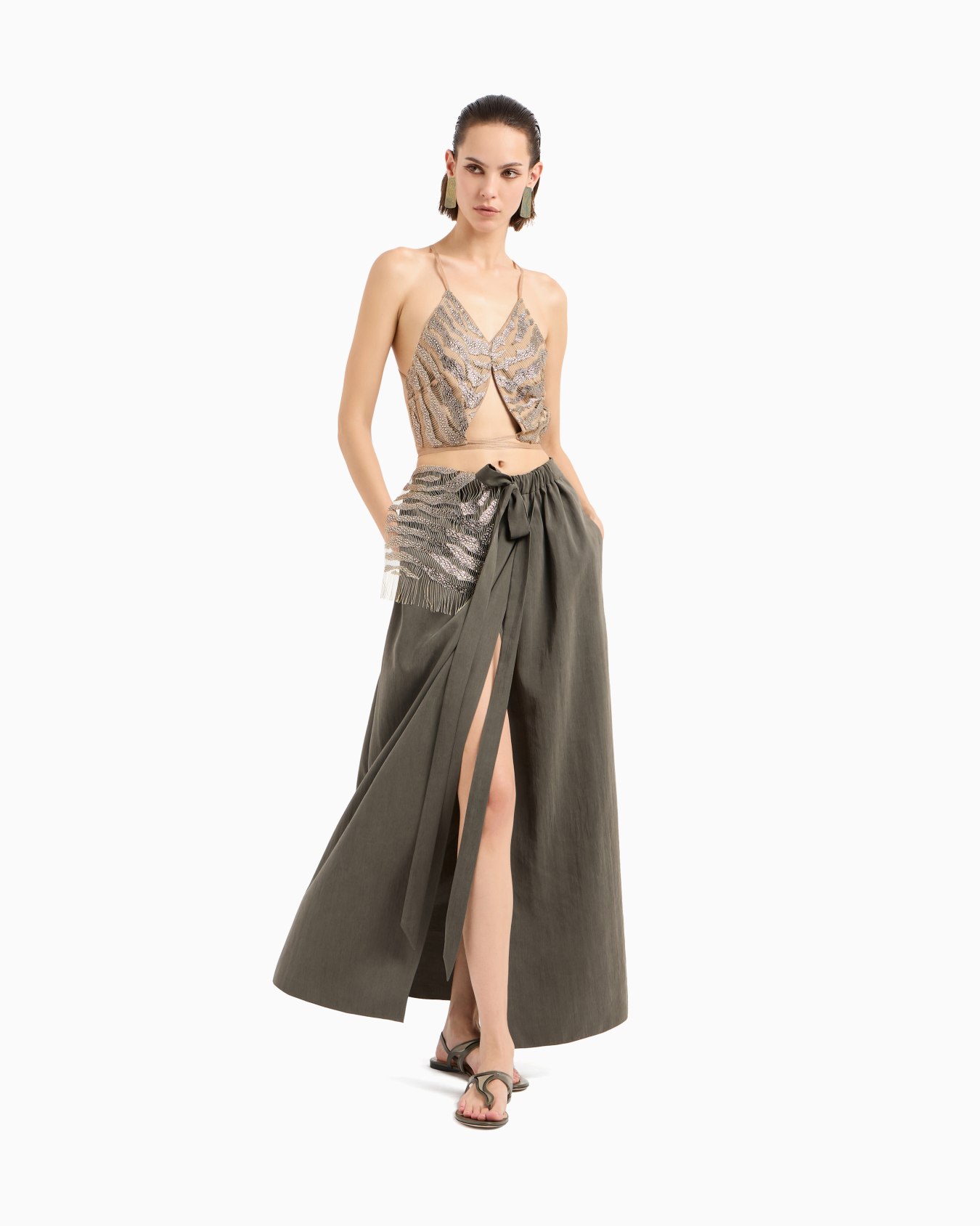 Embroidered silk and viscose jersey top Slide 2