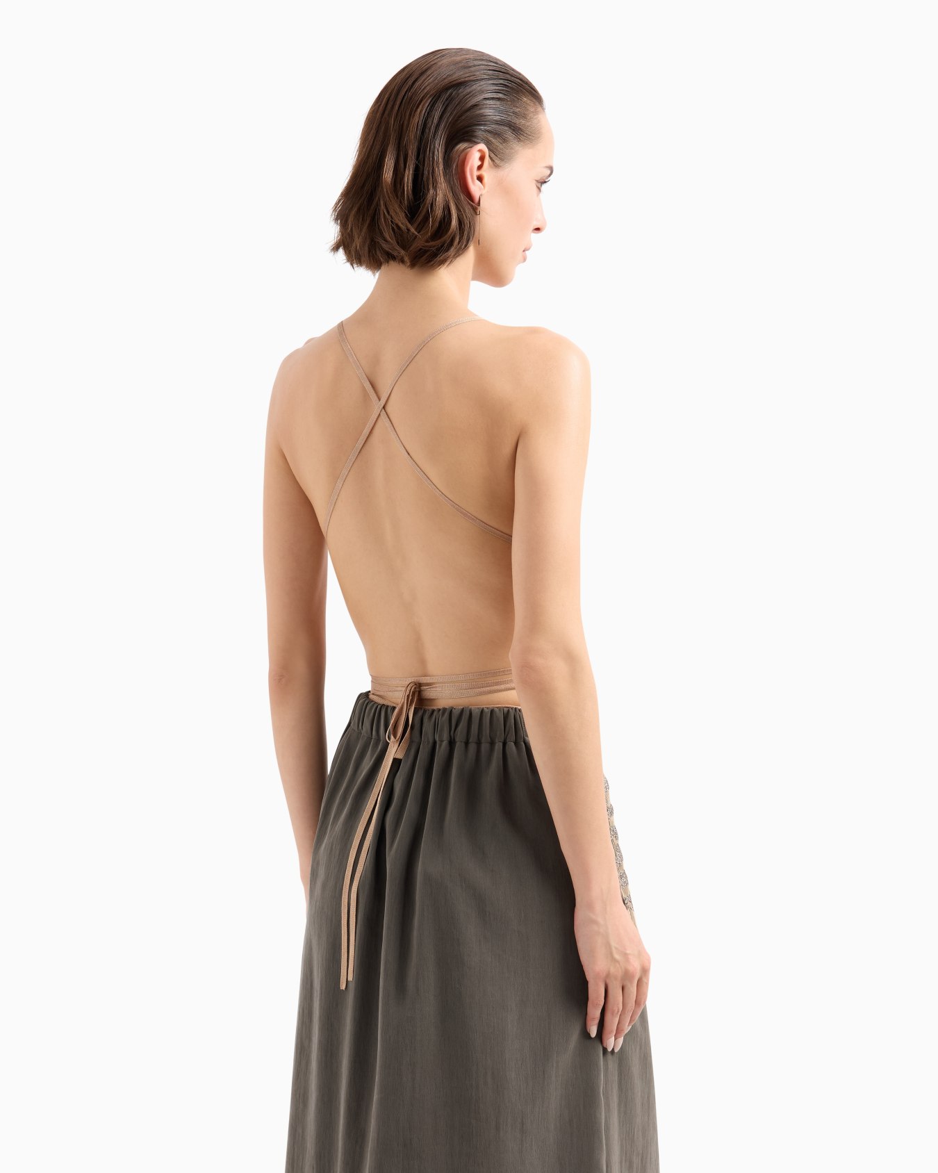 Embroidered silk and viscose jersey top Slide 3