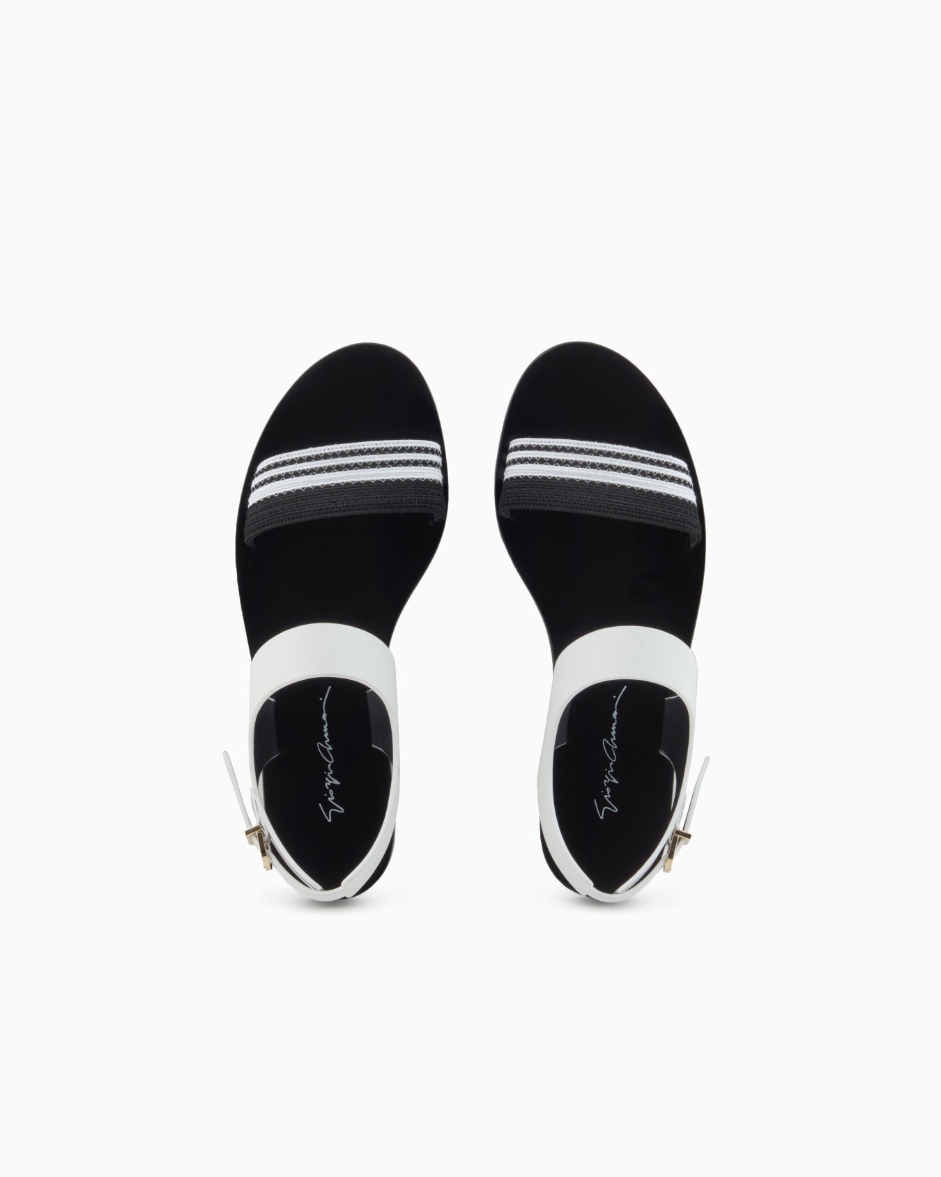 Flat sandals in leather and fabric Slide 2