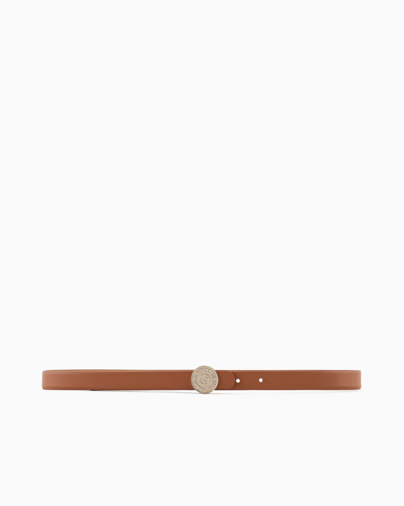 Slim leather belt with round buckle Slide 2