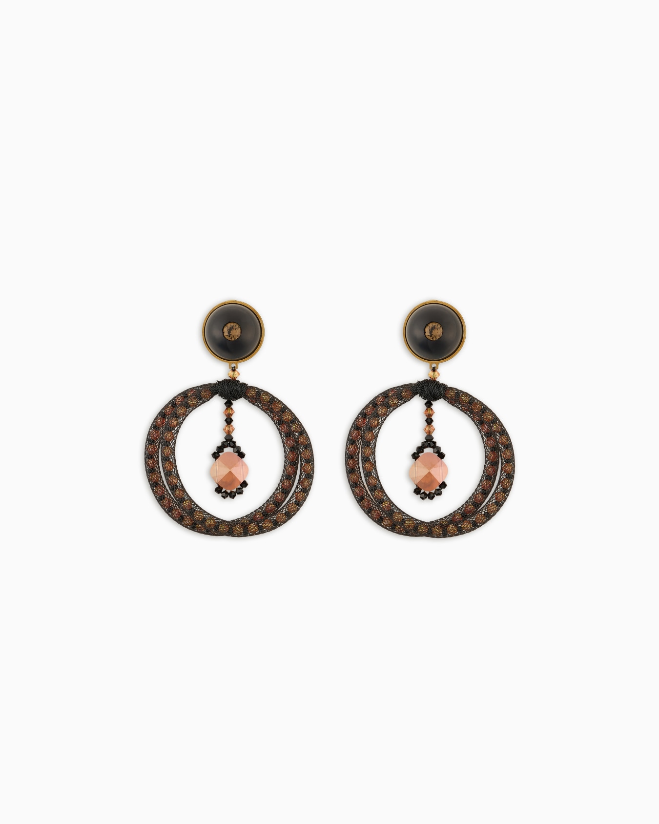Resin and crystal clip-on hoop earrings Slide 0