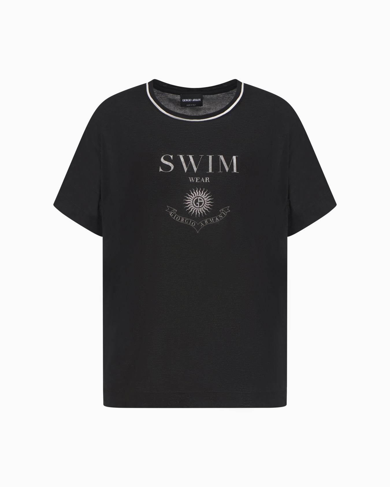 T-shirt girocollo in lyocell e seta stampata Slide 0