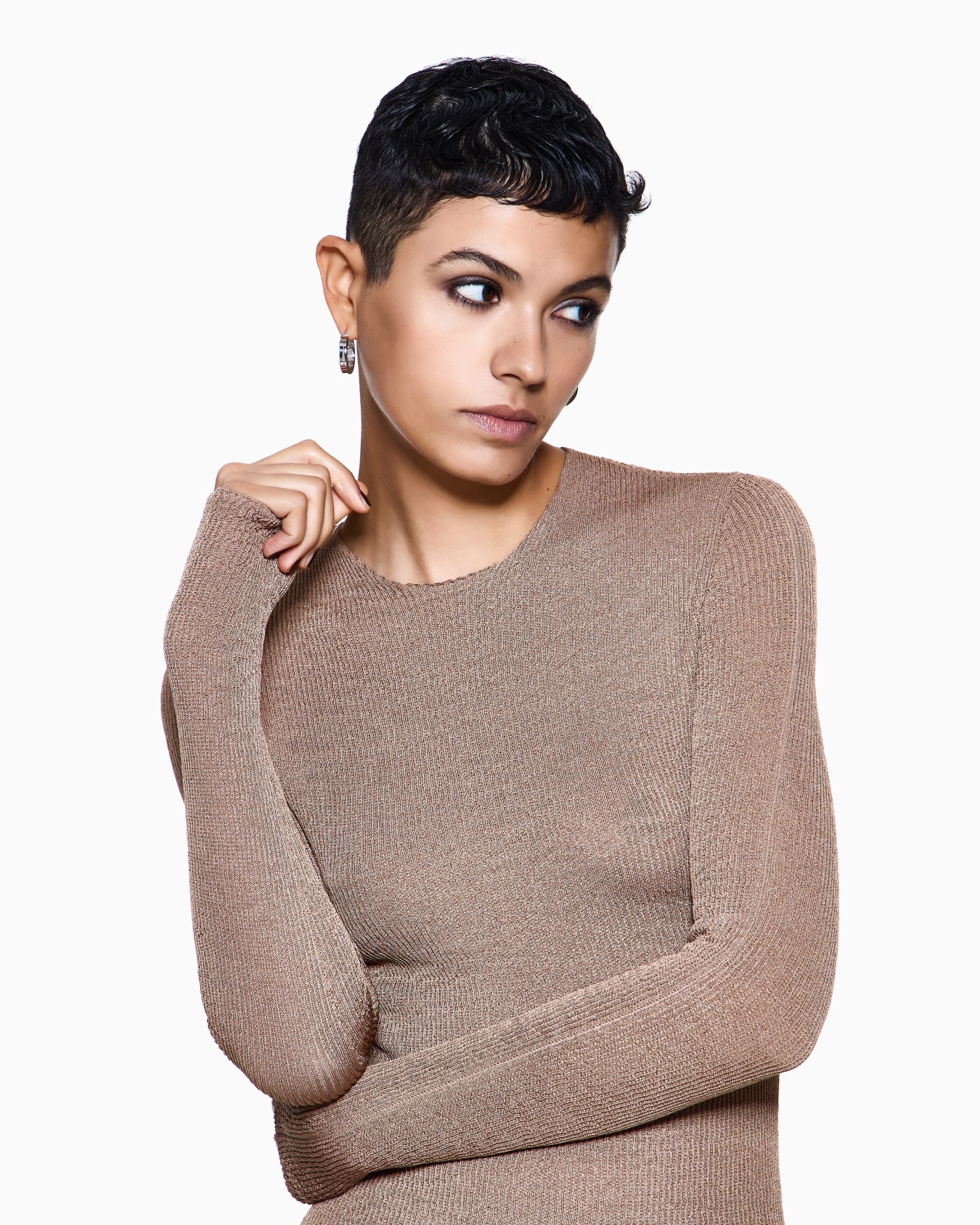 Stretch viscose blend crew-neck jumper Slide 4