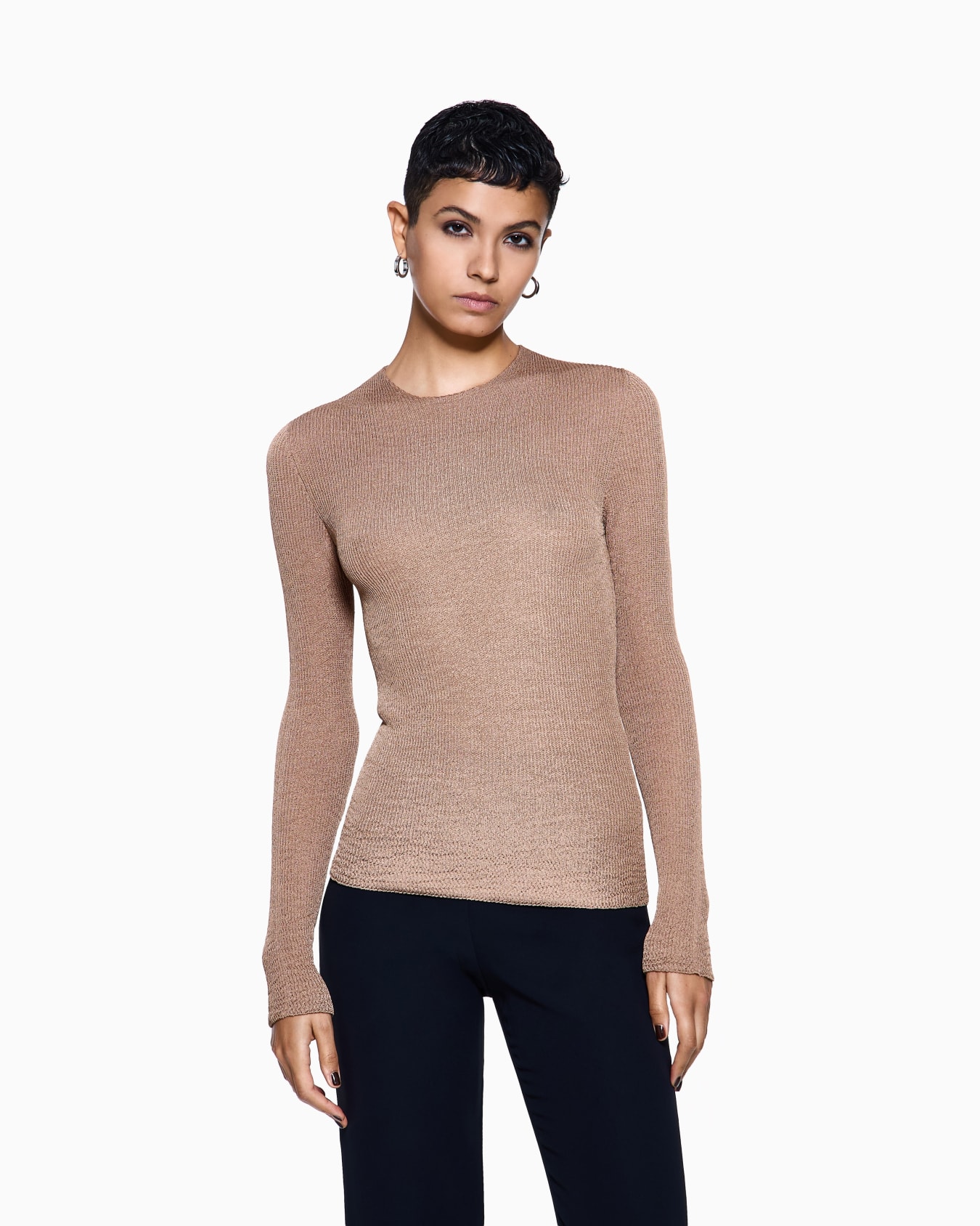 Stretch viscose blend crew-neck jumper Slide 3