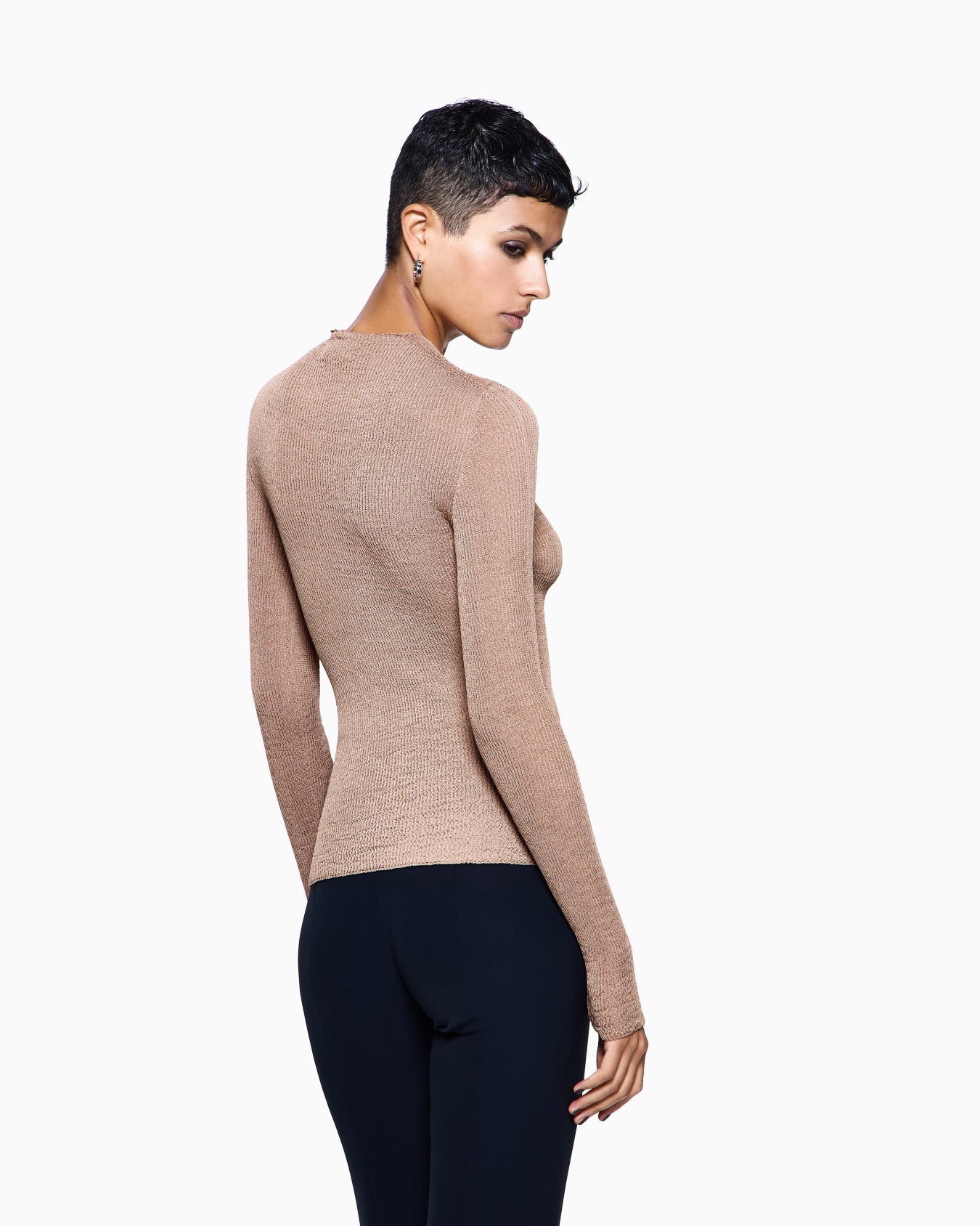 Stretch viscose blend crew-neck jumper Slide 2