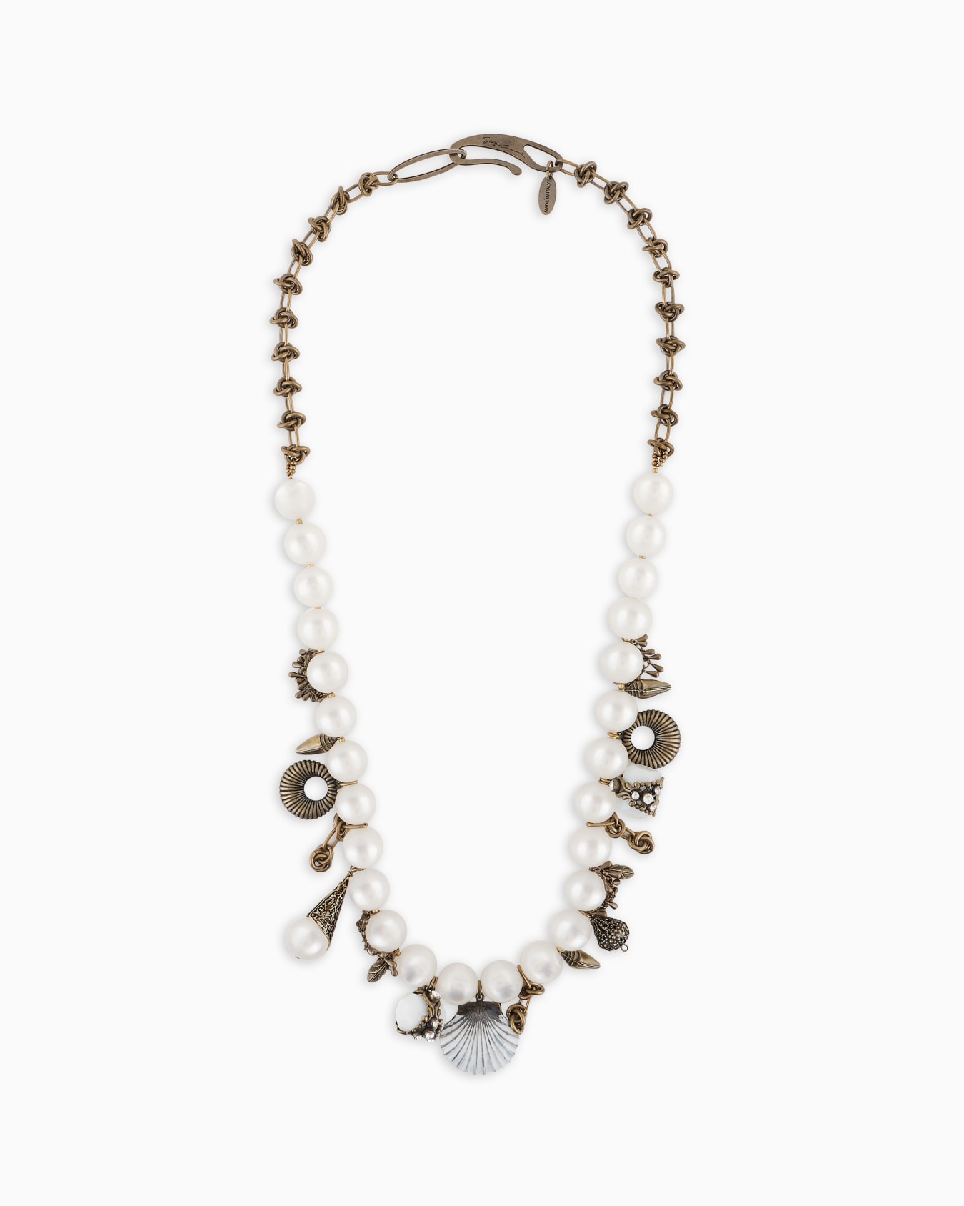 Resin choker necklace with brass pendants Slide 0