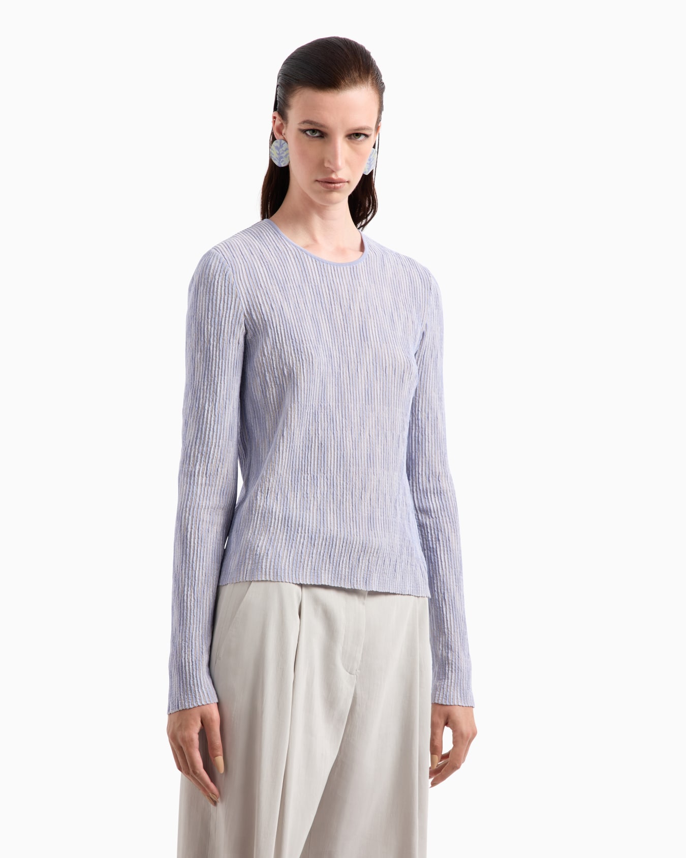 Cupro and viscose blend crew-neck jumper Slide 4