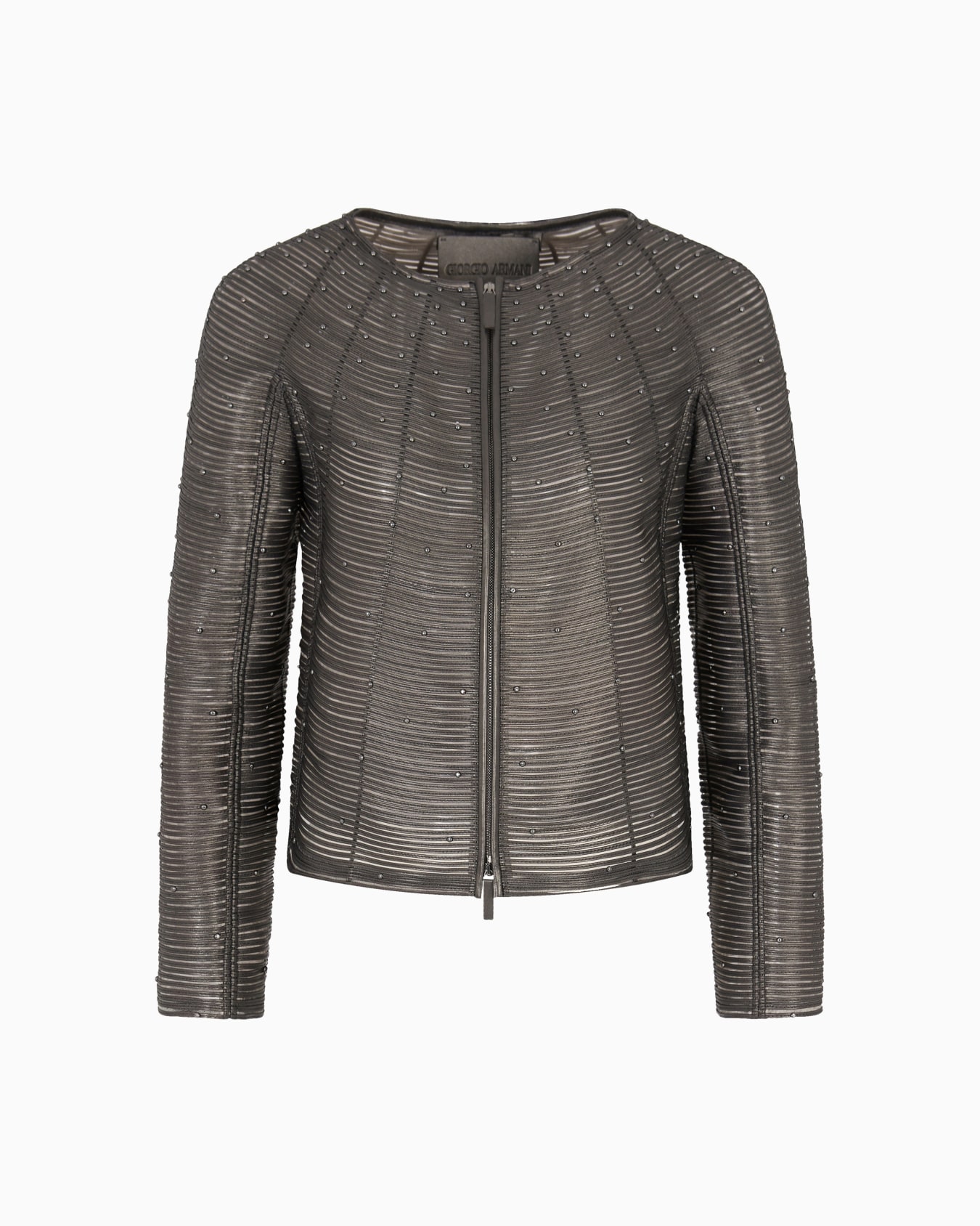 Chaqueta de napa nacarada con tachuelas aplicadas Diapositiva 0