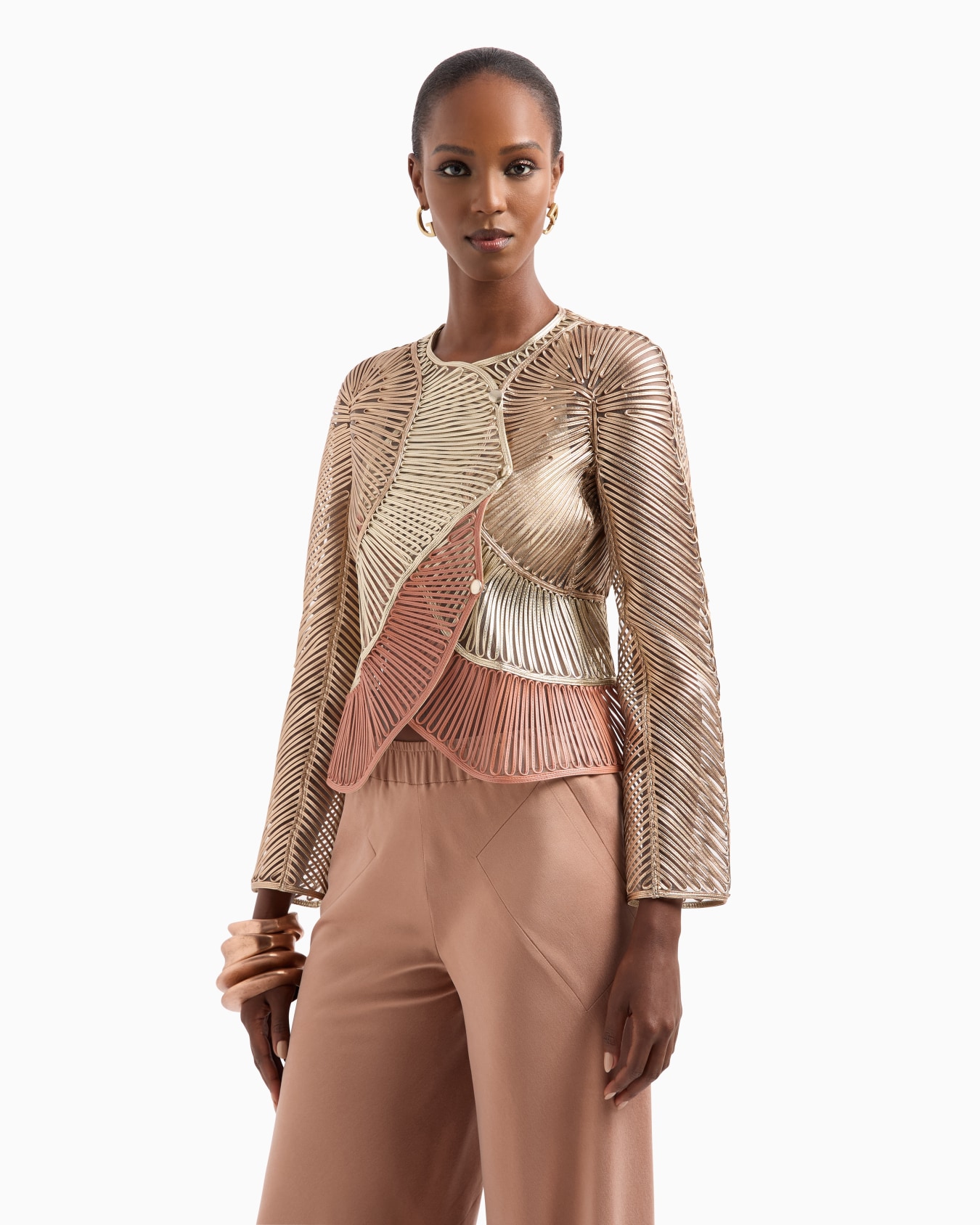 Pearlised nappa-leather jacket Slide 4