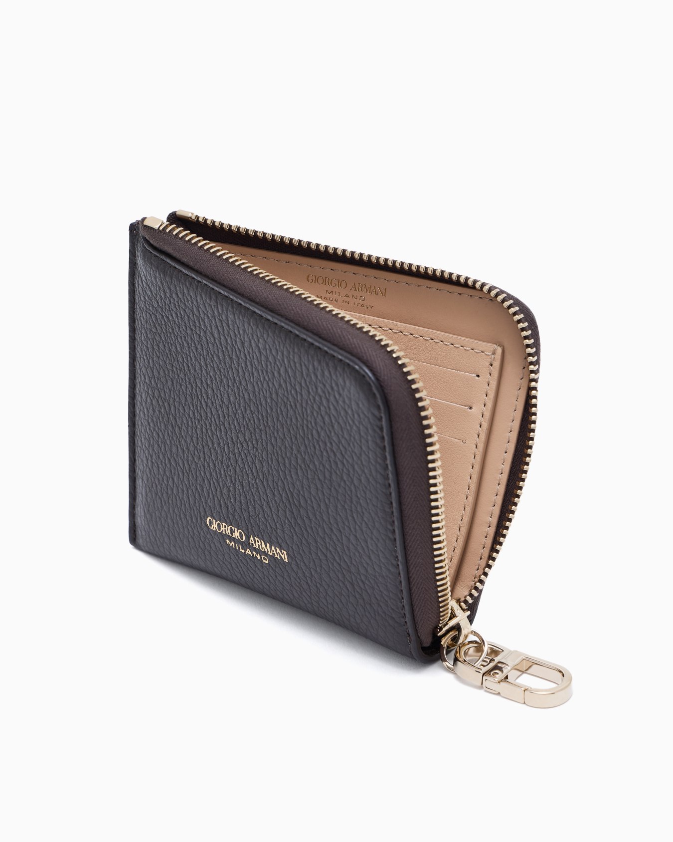 Portafoglio ziparound piccolo in pelle di vitello granato Slide 2