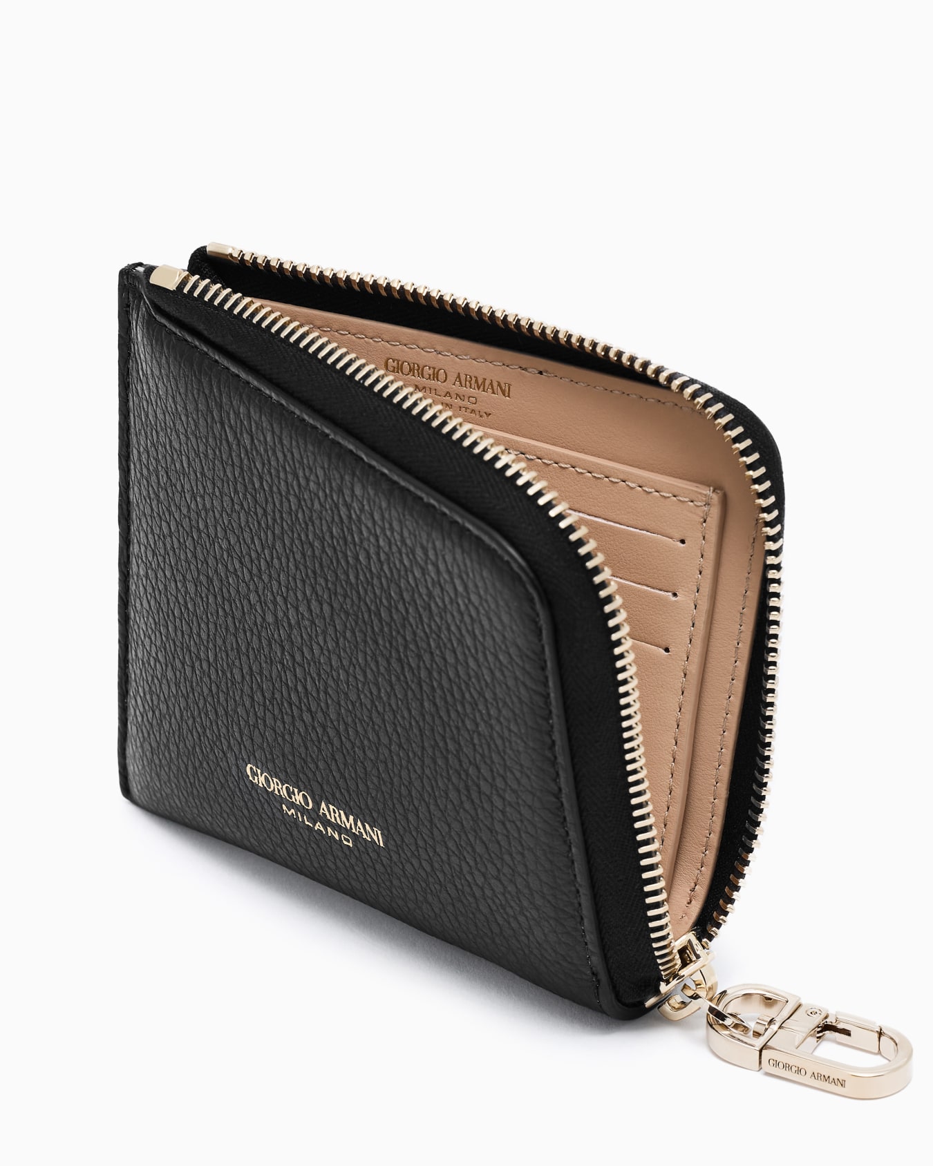 Small wrap-around zip wallet in pebbled calfskin Slide 2