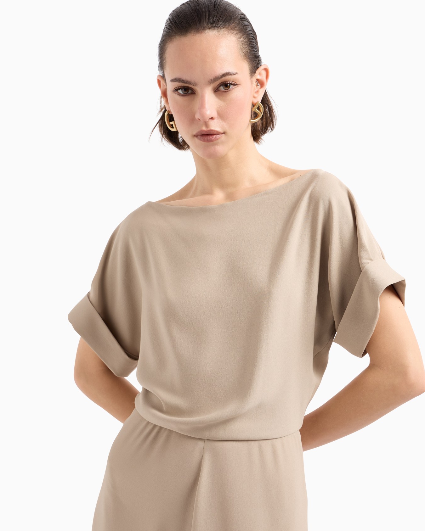 Long triple silk georgette dress Slide 5