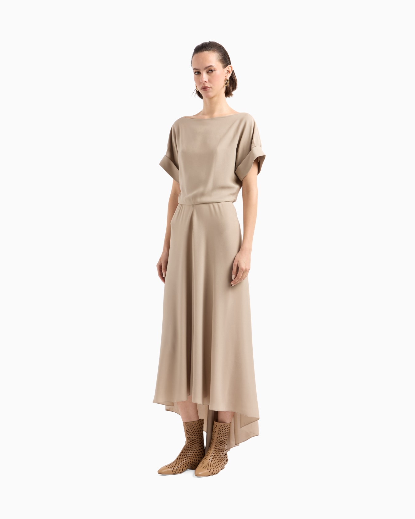 Long triple silk georgette dress Slide 4
