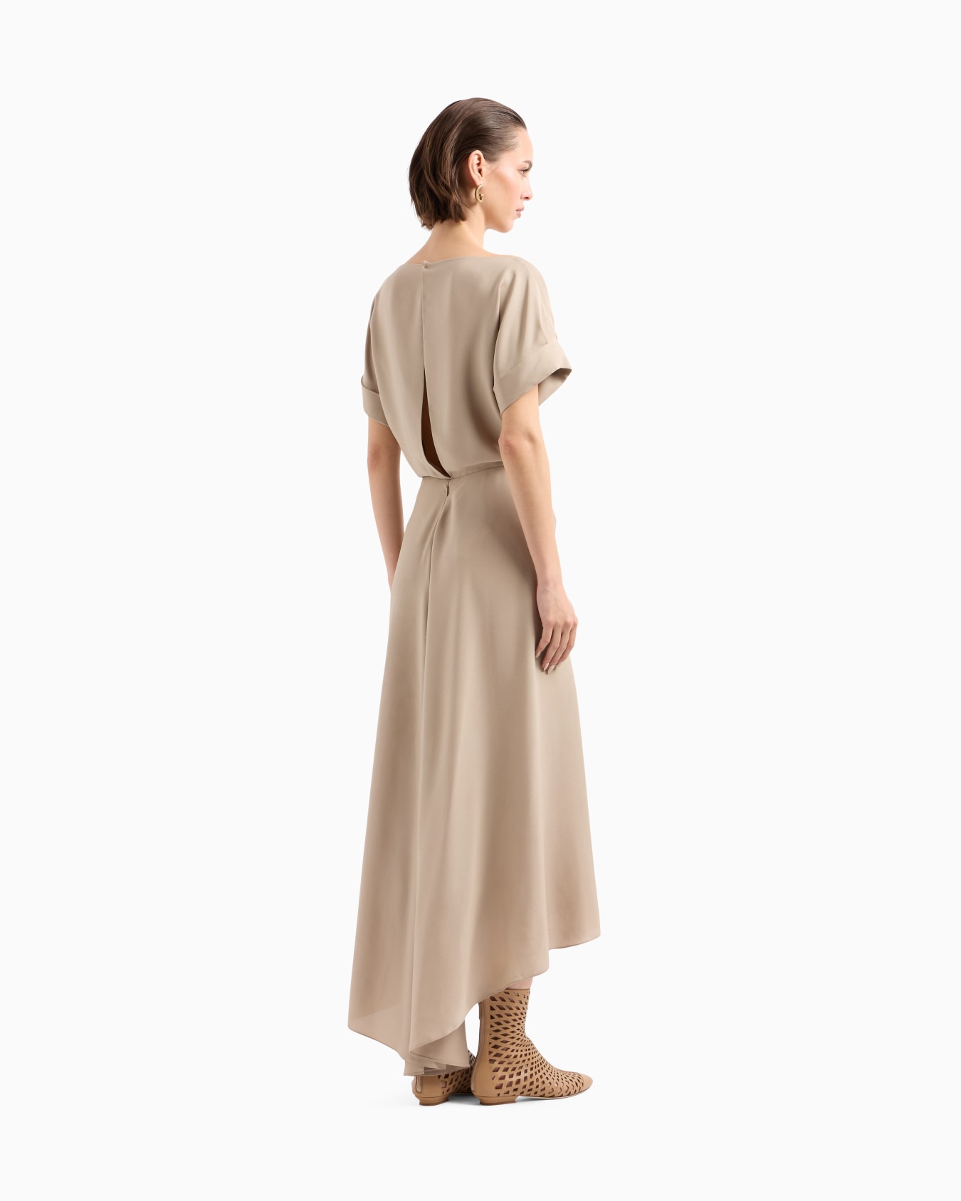 Long triple silk georgette dress Slide 3
