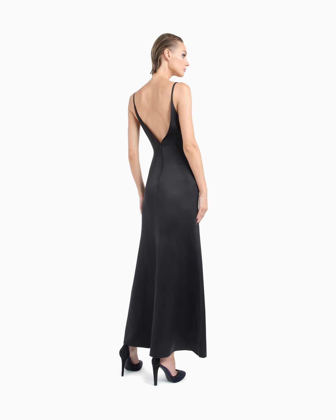 Glitter silk satin long dress Slide 2
