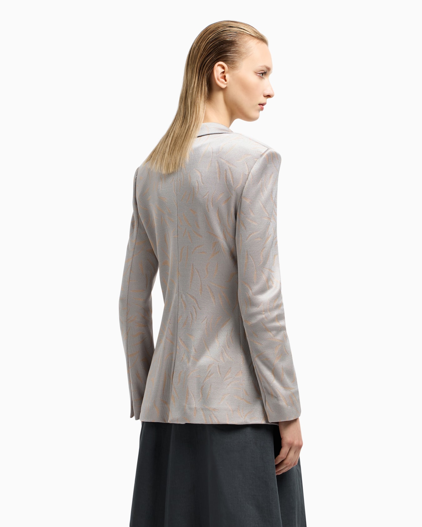 Single-breasted jacket in two-tone jacquard viscose jersey Slide 2