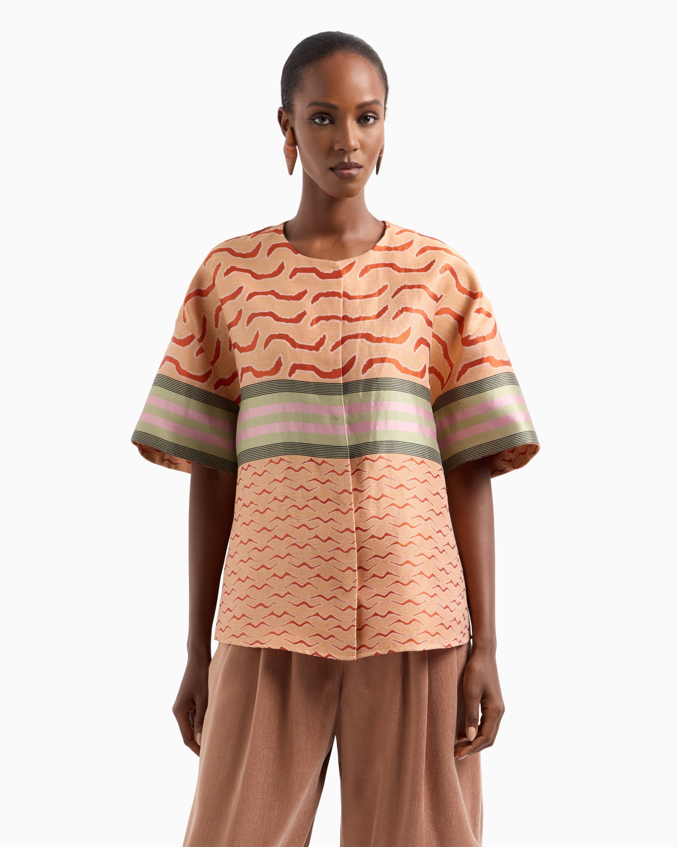 Linen, cotton and silk-blend jacquard shirt Slide 2