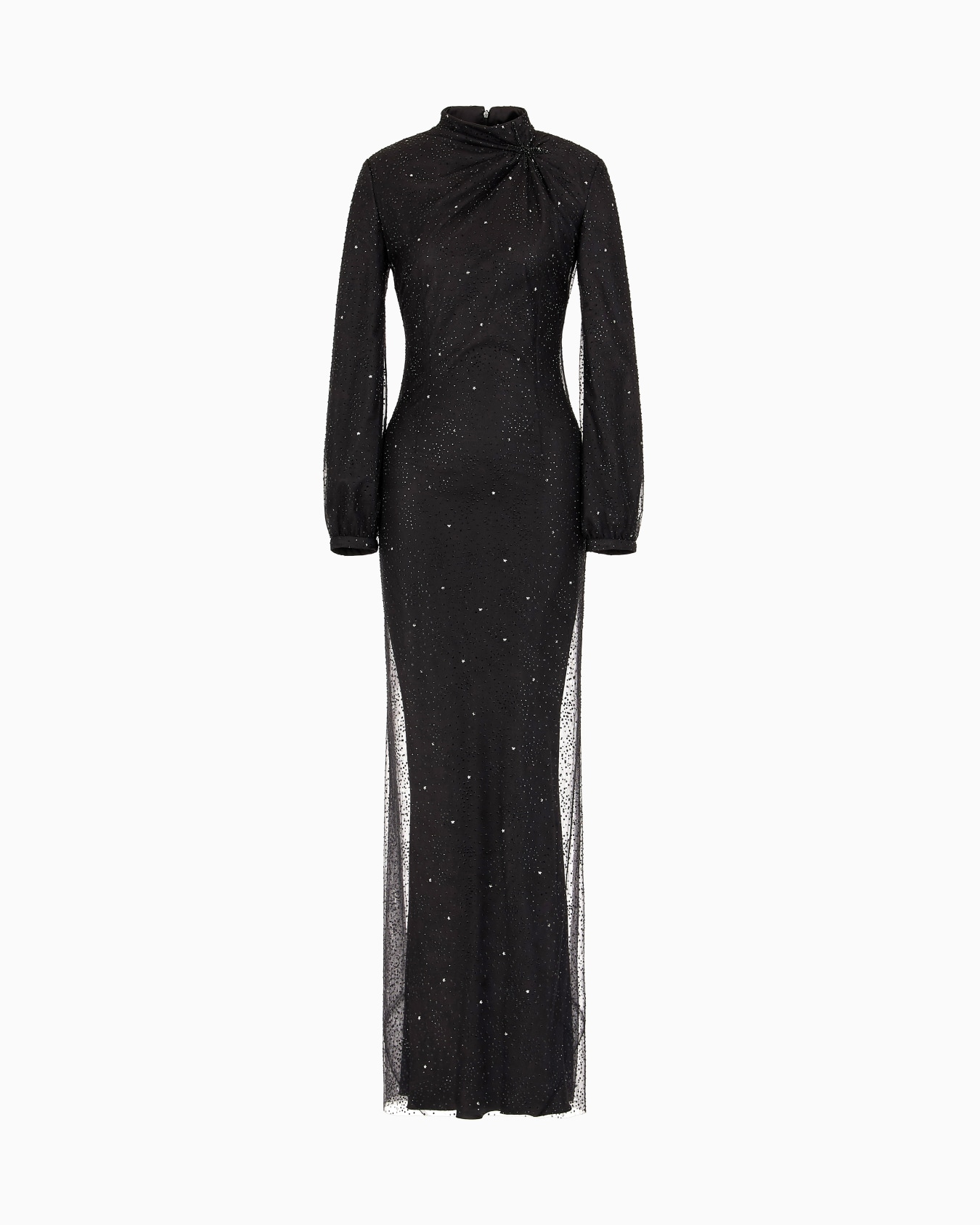 Silk long dress with rhinestone embroidery Slide 0