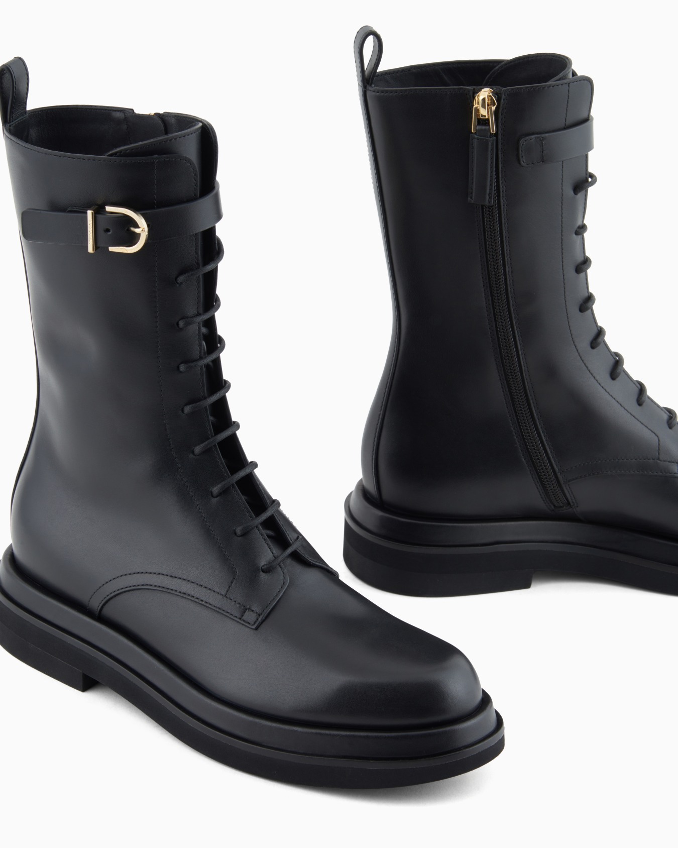 Smooth leather combat boots Slide 3